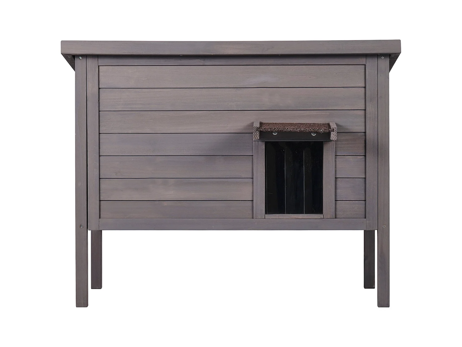 Maison pour Chat, SucceBuy Maison d'Extérieur pour Chat - Abri pour Chat Sauvage en Bois avec Toit et Portes en PVC