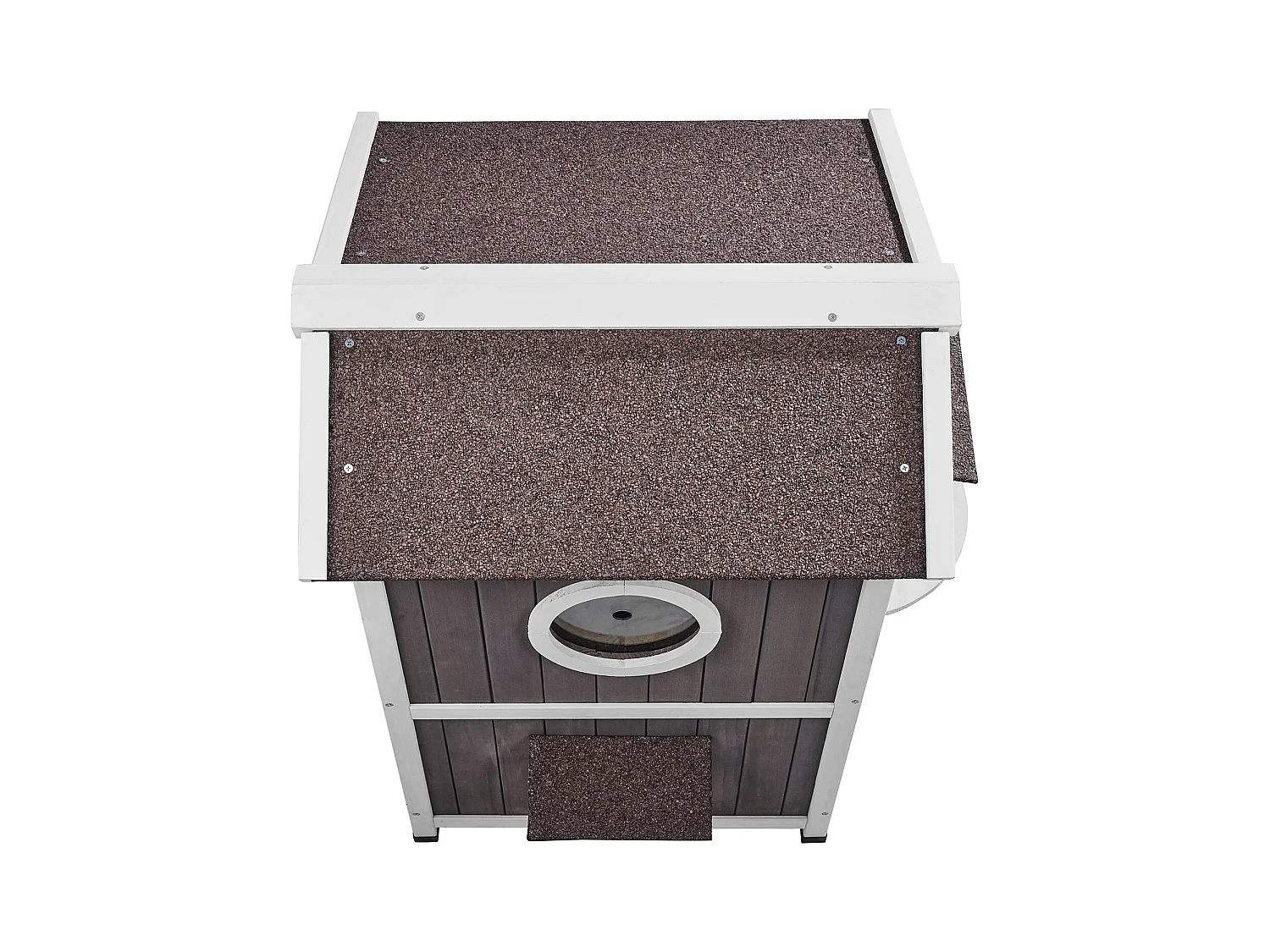Maison pour Chat, SucceBuy Maison d'Extérieur pour Chat - Abri pour Chat Sauvage en Bois à 2 Étages avec Toit et Portes à Rabat