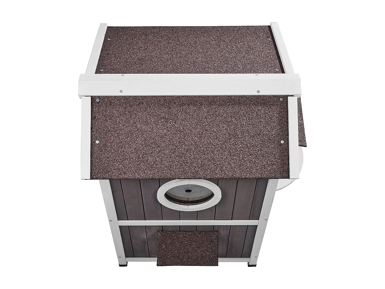 Maison pour Chat, SucceBuy Maison d'Extérieur pour Chat - Abri pour Chat Sauvage en Bois à 2 Étages avec Toit et Portes à Rabat