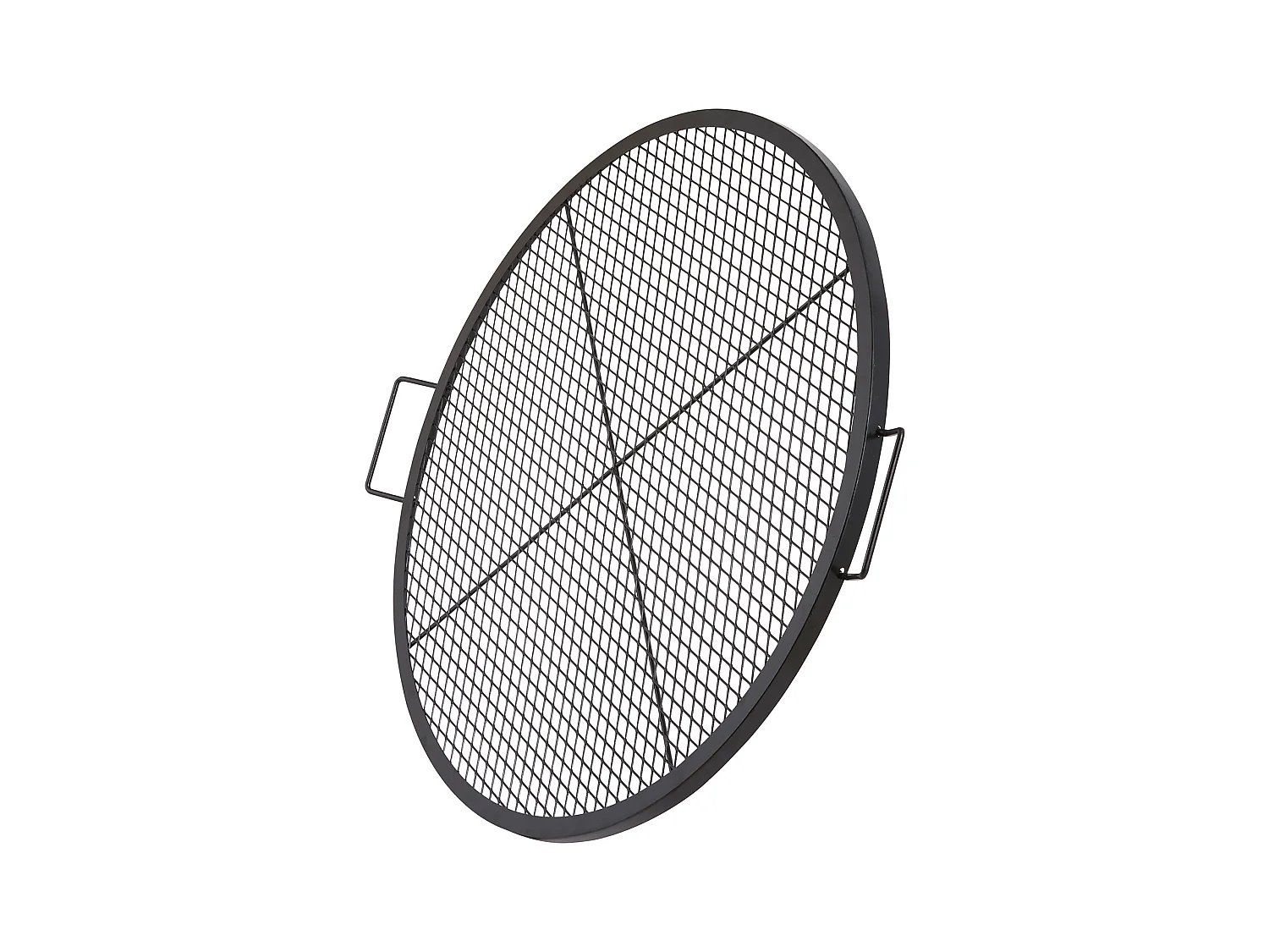 Grille de Cuisson Ronde SucceBuy de 91.44CM, Grille de Barbecue en Acier Robuste avec Poignée et Support en Fil X, Noir