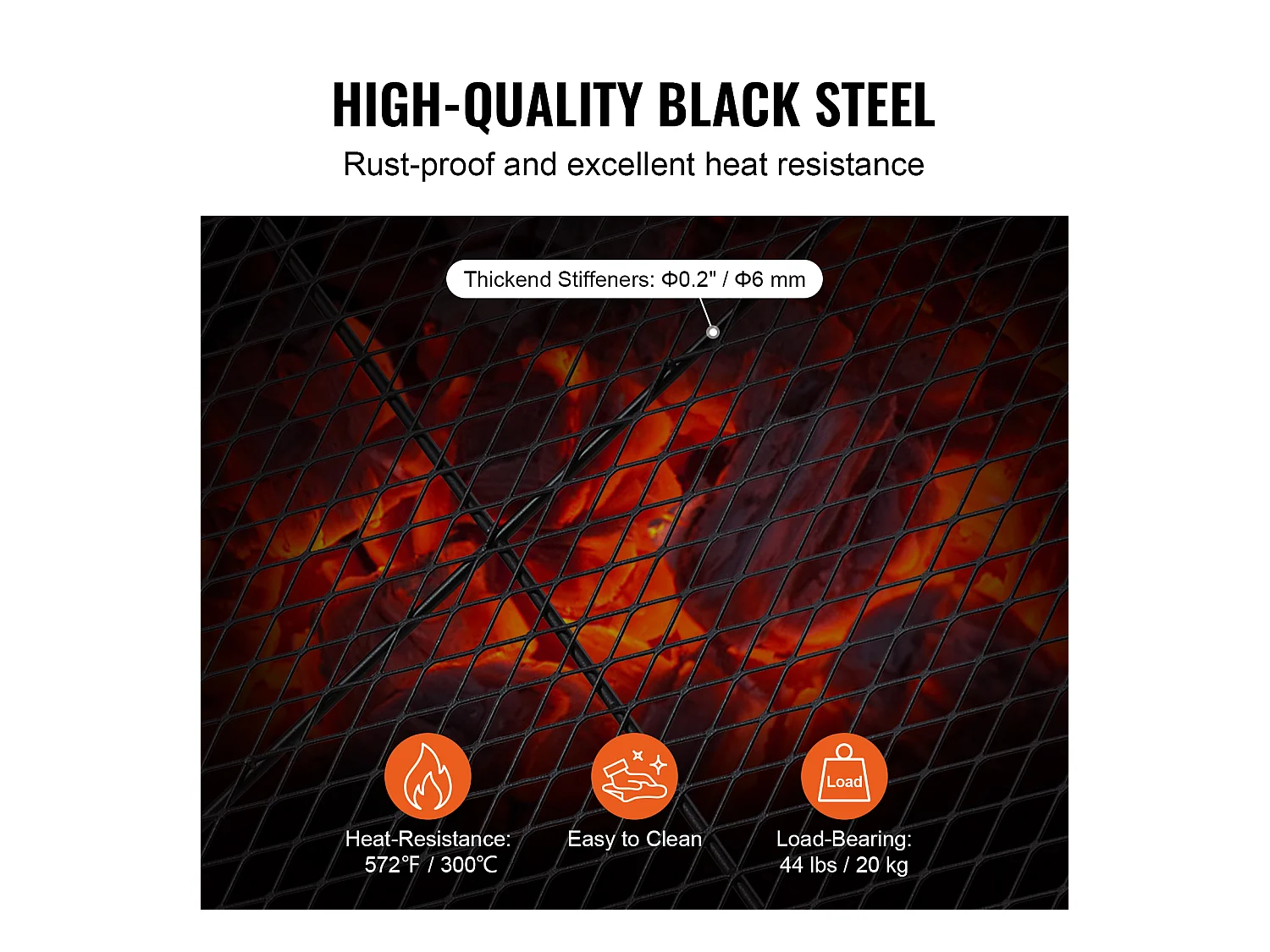 Grille de Cuisson SucceBuy pour Foyer Grille de Cuisson Ronde X-Marks de 76.2CM - Acier Robuste