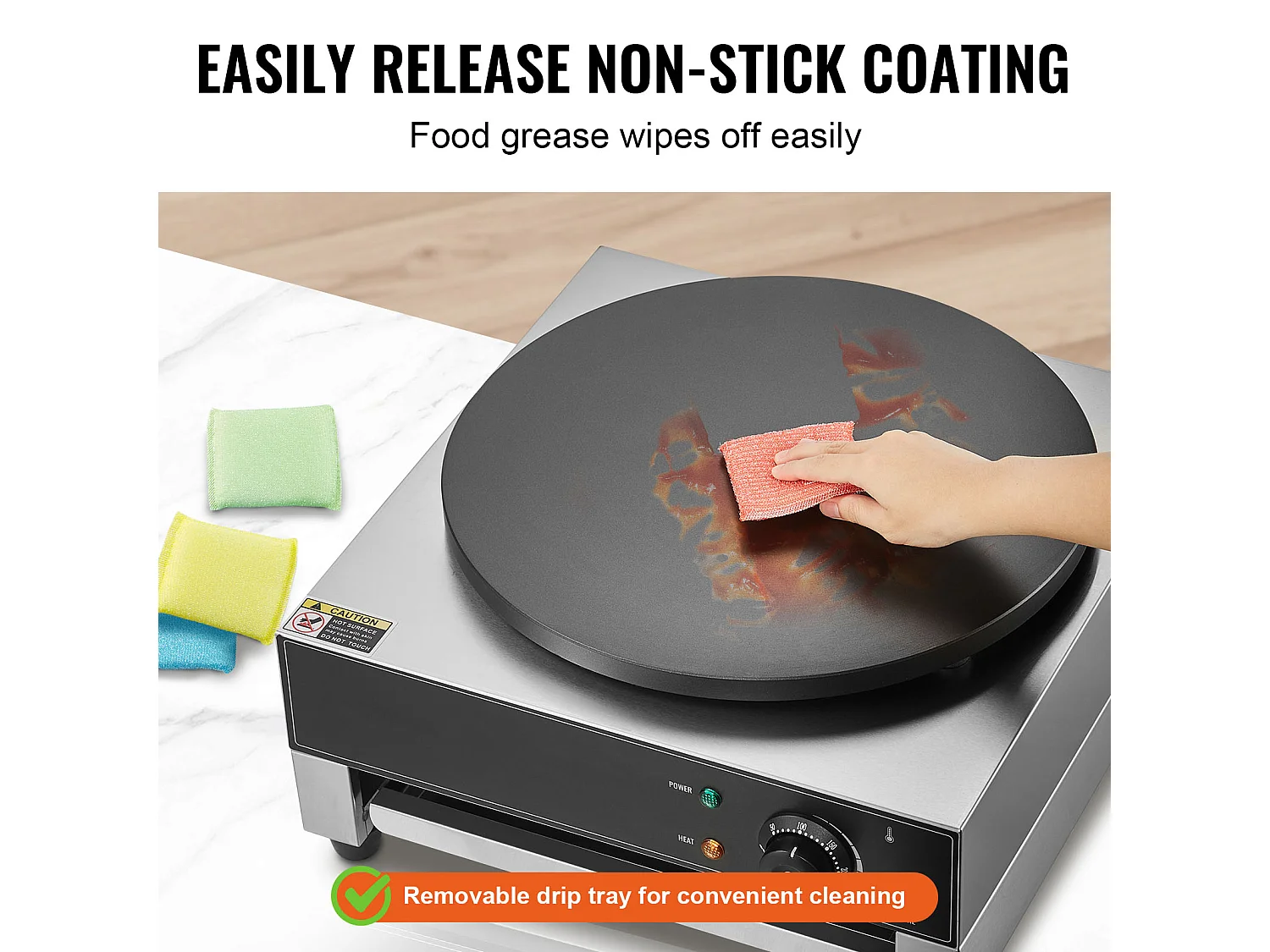 Waffelmaschine SucceBuy Elektrischer Crêpe-Maker, 40,6 cm, 1700 W, Antihaftbeschichtet, Kommerzielles Waffeleisen