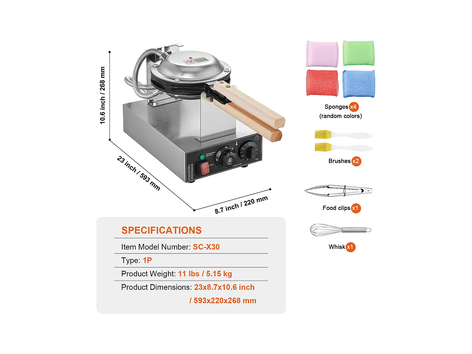 Gaufrier SucceBuy Gaufrier à Bulles Commercial 1400 W Antiadhésif pour Crêpes aux Œufs