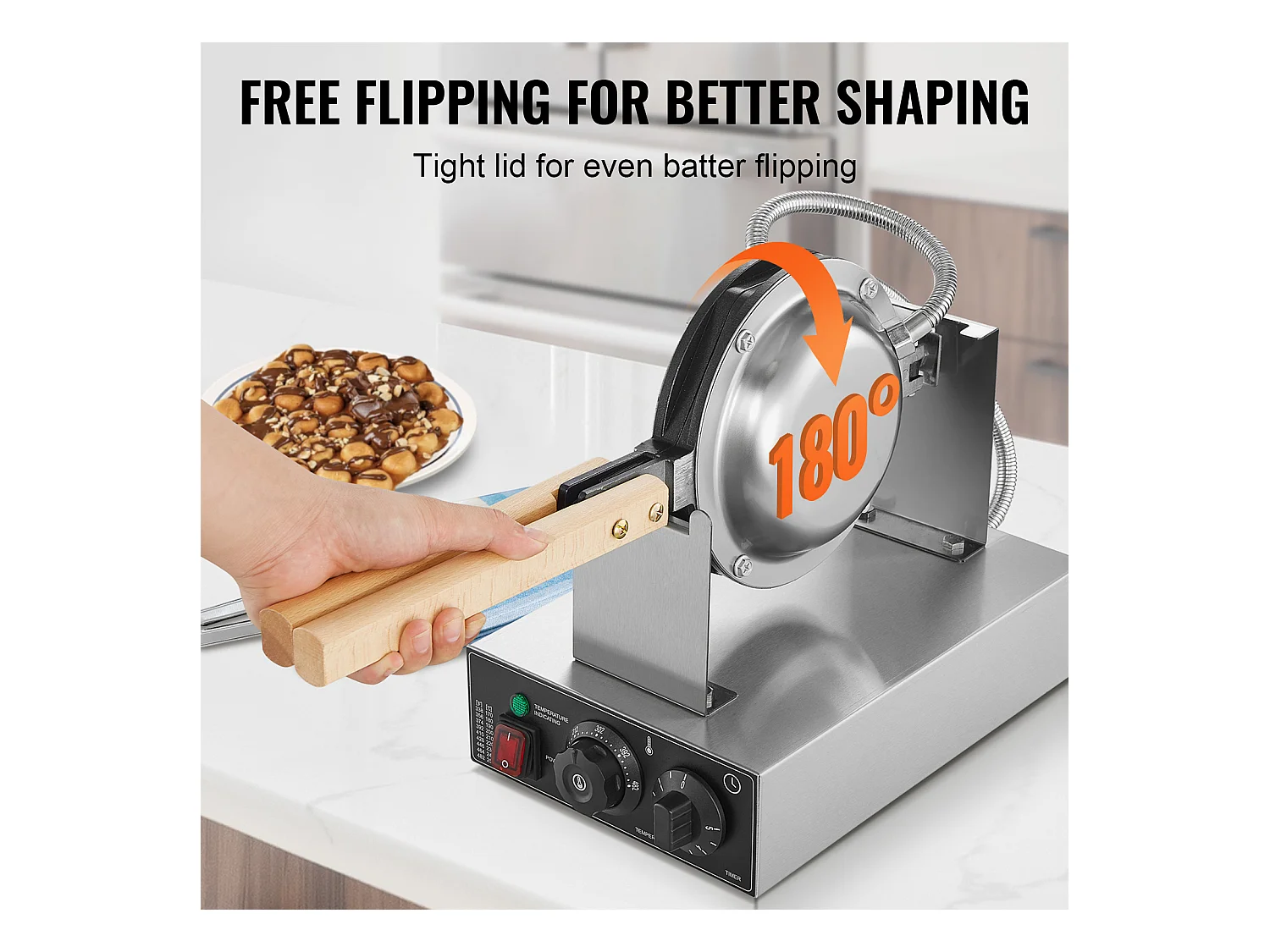 Gaufrier SucceBuy Gaufrier à Bulles Commercial 1400 W Antiadhésif pour Crêpes aux Œufs