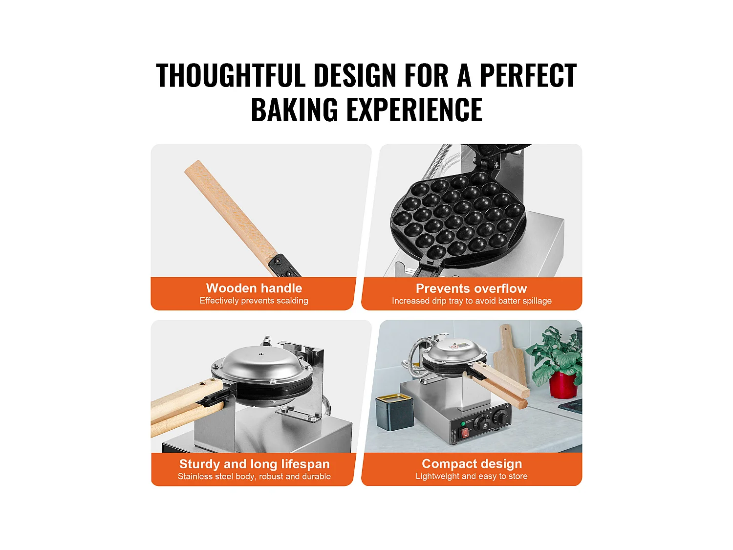 Gaufrier SucceBuy Gaufrier à Bulles Commercial 1400 W Antiadhésif pour Crêpes aux Œufs