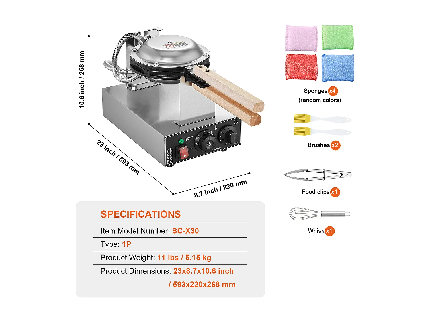 Gaufrier SucceBuy Gaufrier à Bulles Commercial 1400 W Antiadhésif pour Crêpes aux Œufs