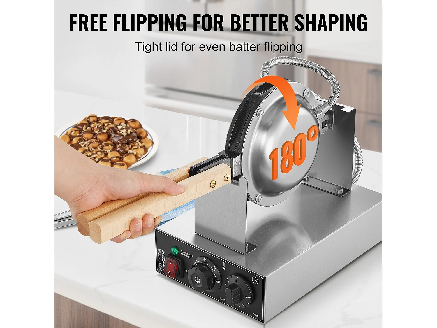 Gaufrier SucceBuy Gaufrier à Bulles Commercial 1400 W Antiadhésif pour Crêpes aux Œufs