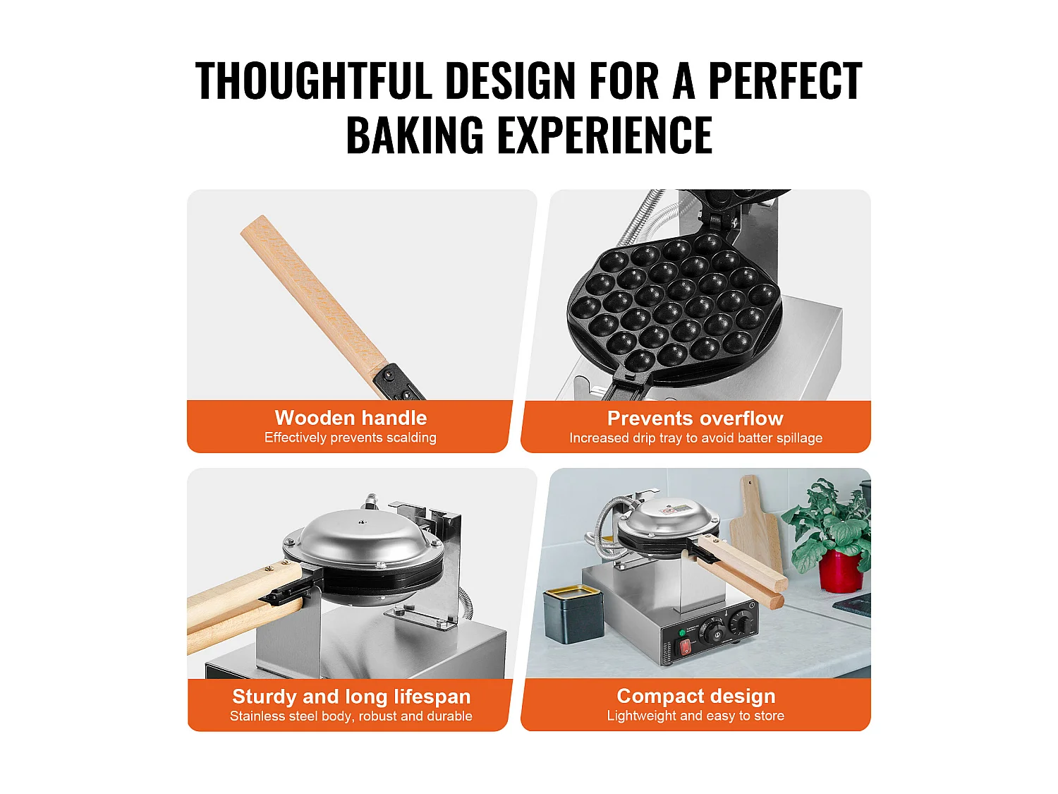 Gaufrier SucceBuy Gaufrier à Bulles Commercial 1400 W Antiadhésif pour Crêpes aux Œufs