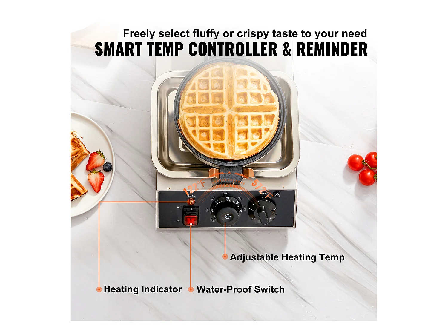 Gaufrier SucceBuy Gaufrier Commercial Rond 1300W Rotatif Antiadhésif 220V Gaufrier Commercial Rond