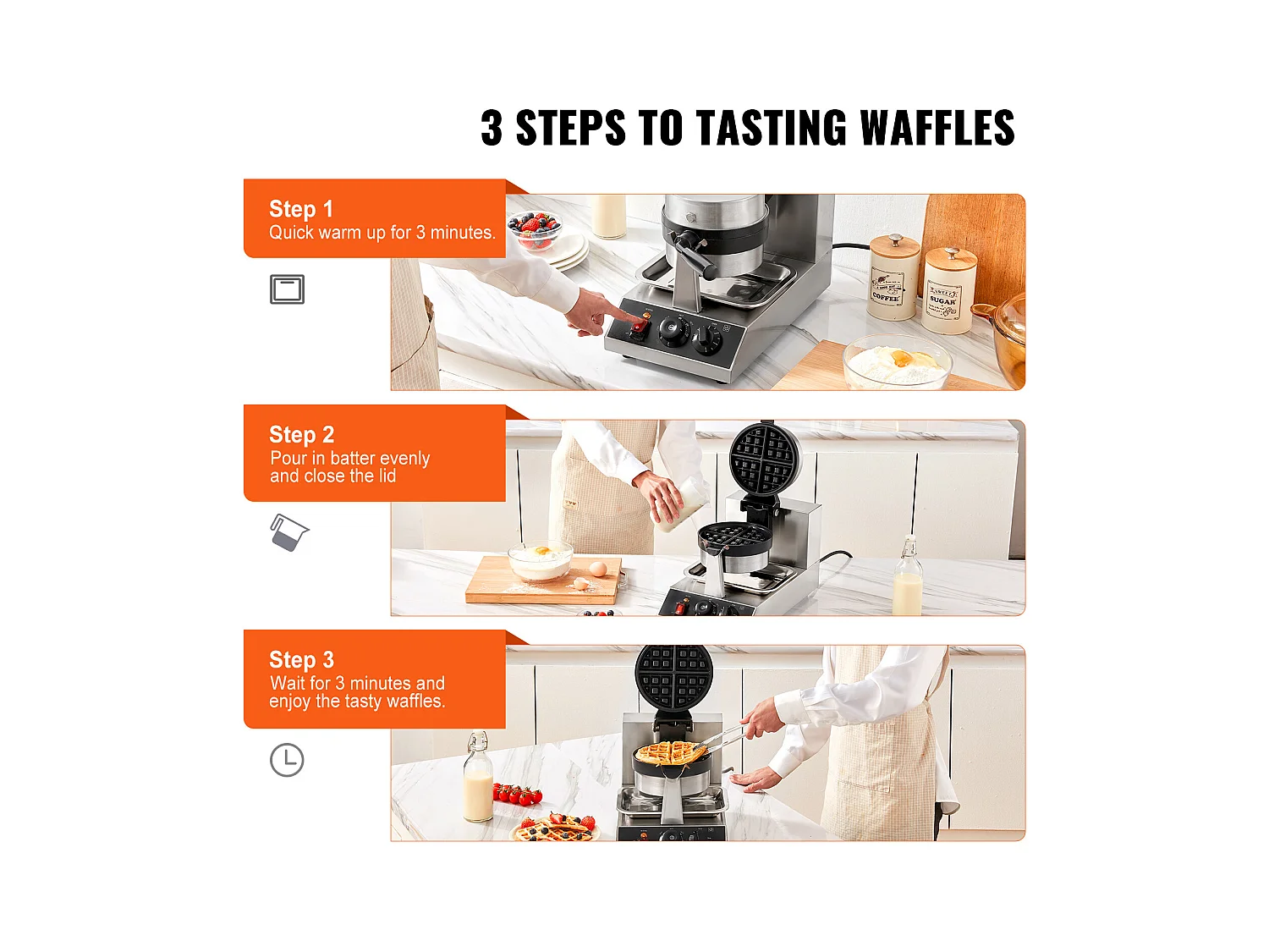 Gaufrier SucceBuy Gaufrier Commercial Rond 1300W Rotatif Antiadhésif 220V Gaufrier Commercial Rond