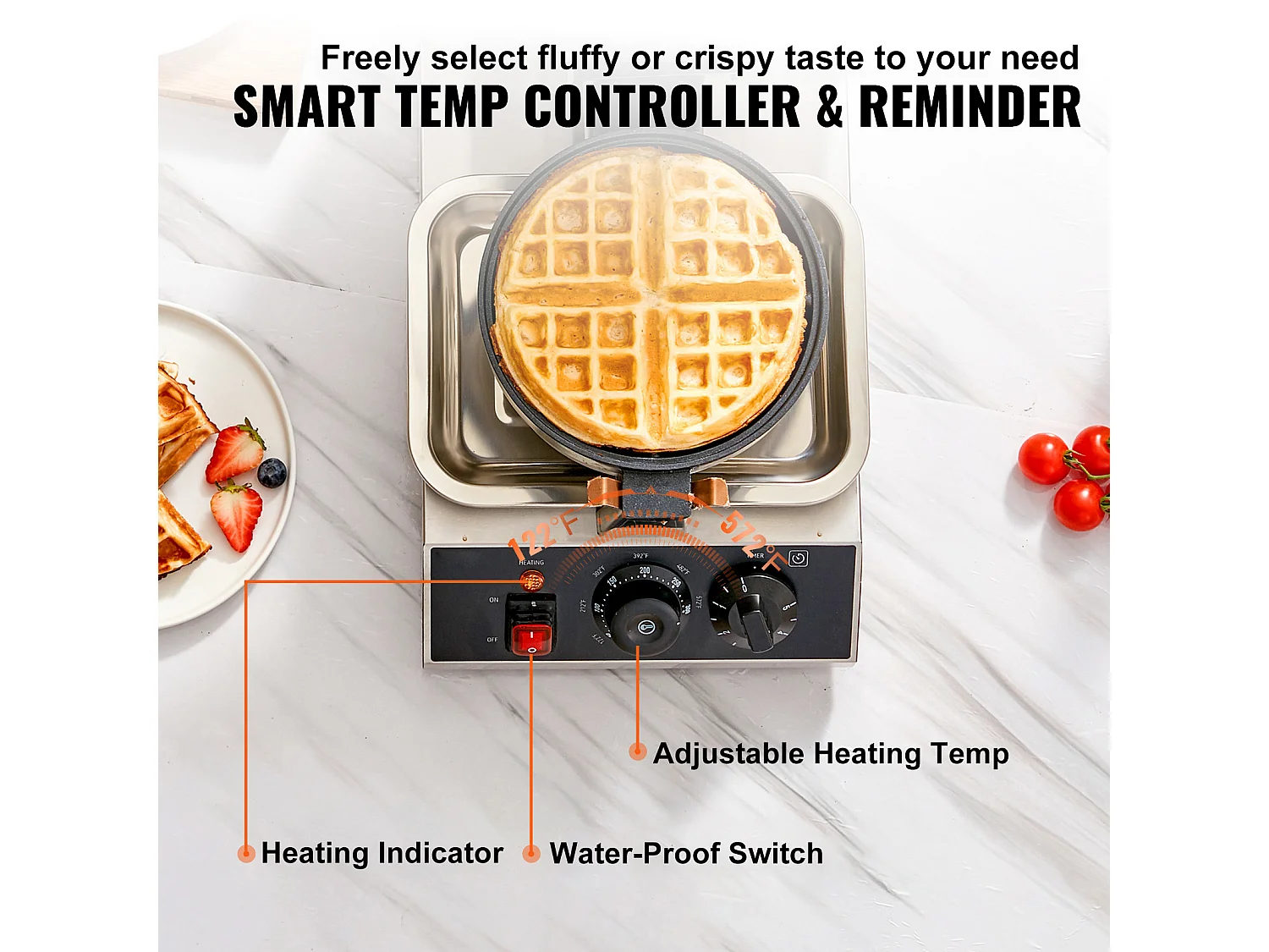 Gaufrier SucceBuy Gaufrier Commercial Rond 1300W Rotatif Antiadhésif 220V Gaufrier Commercial Rond