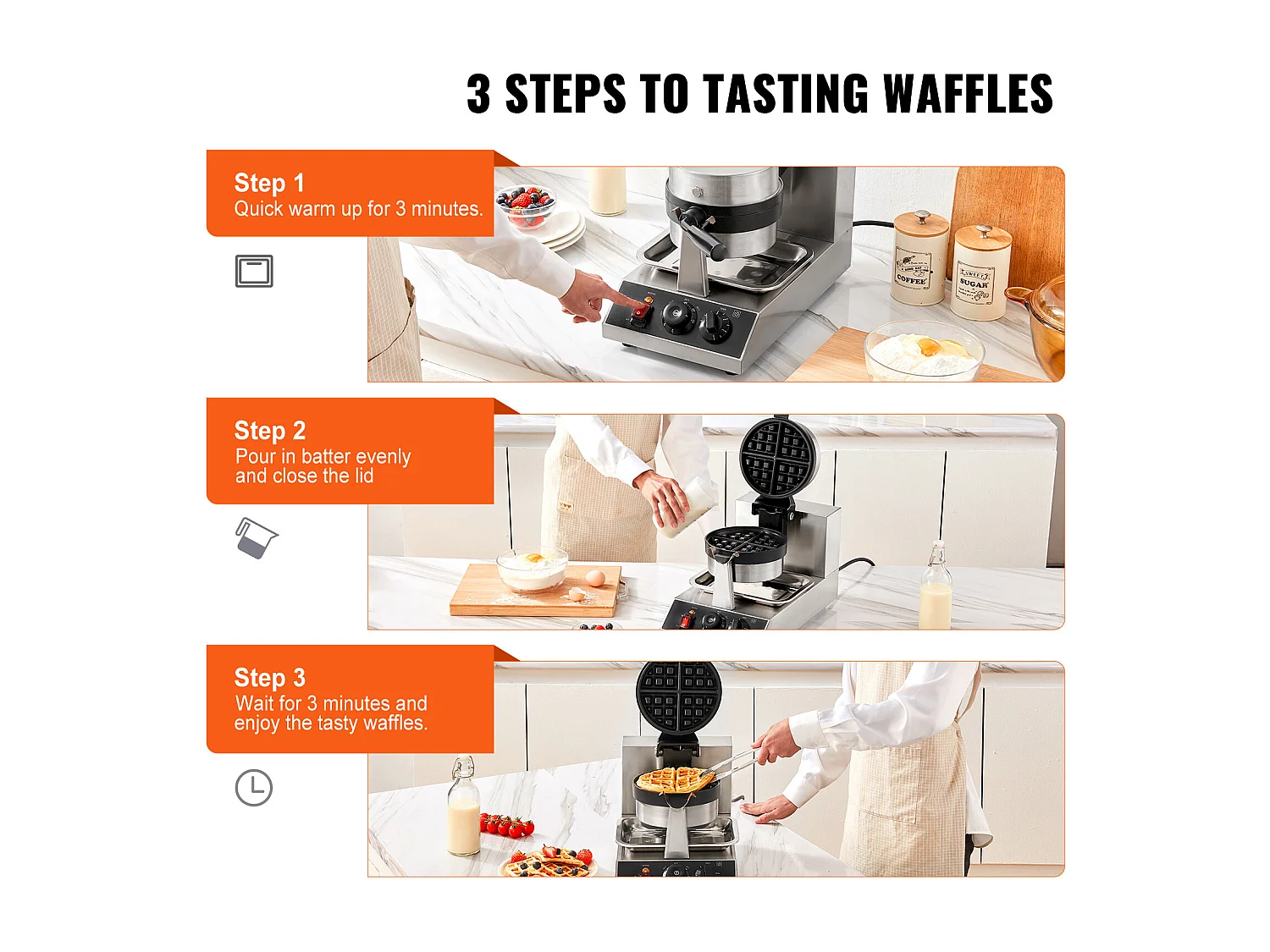 Gaufrier SucceBuy Gaufrier Commercial Rond 1300W Rotatif Antiadhésif 220V Gaufrier Commercial Rond