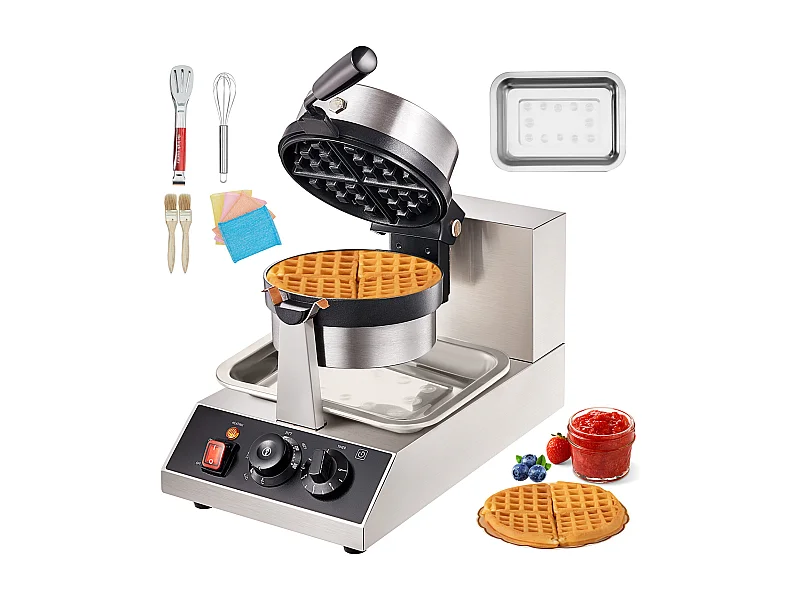 Gaufrier SucceBuy Gaufrier Commercial Rond 1300W Rotatif Antiadhésif 220V Gaufrier Commercial Rond