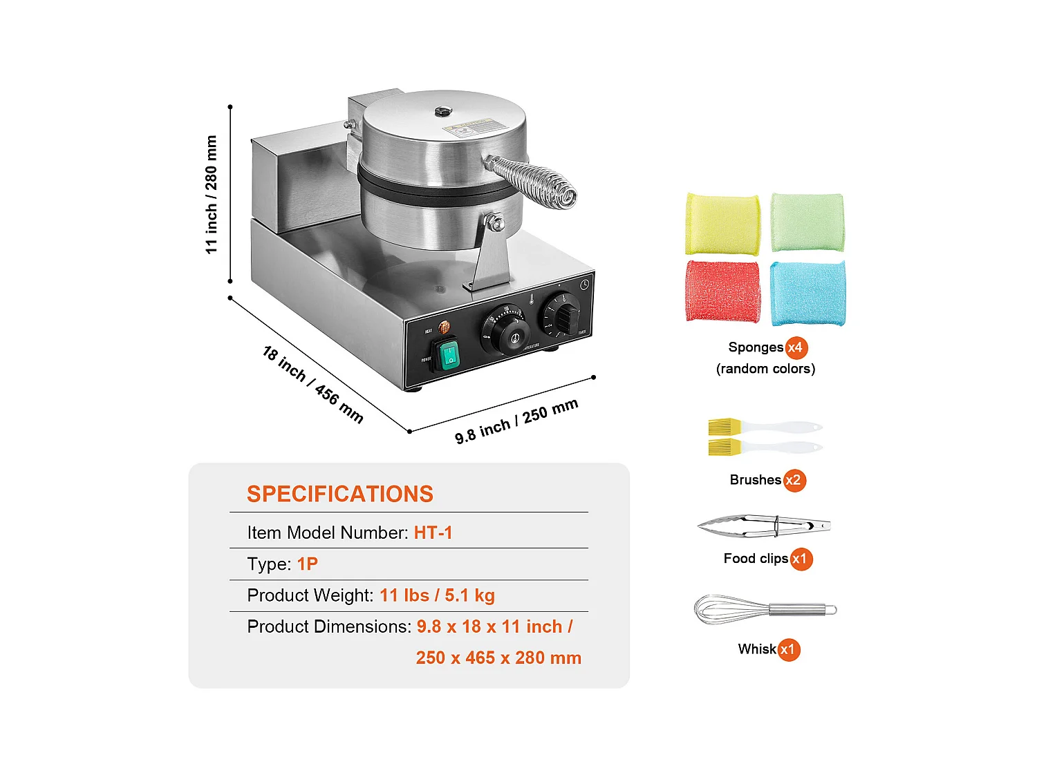 Gaufrier SucceBuy Gaufrier Commercial Rond Antiadhésif 1230 W