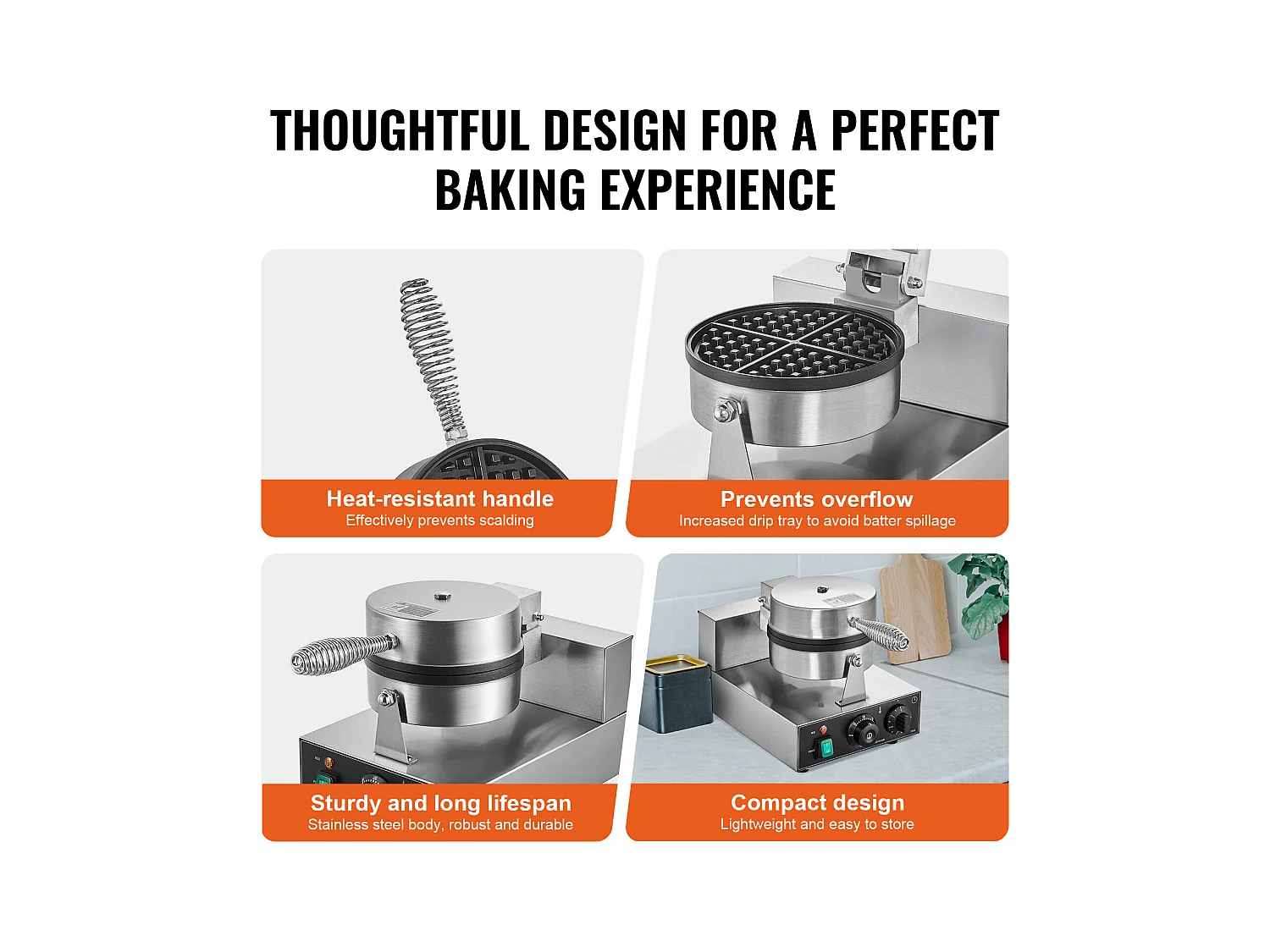 Gaufrier SucceBuy Gaufrier Commercial Rond Antiadhésif 1230 W