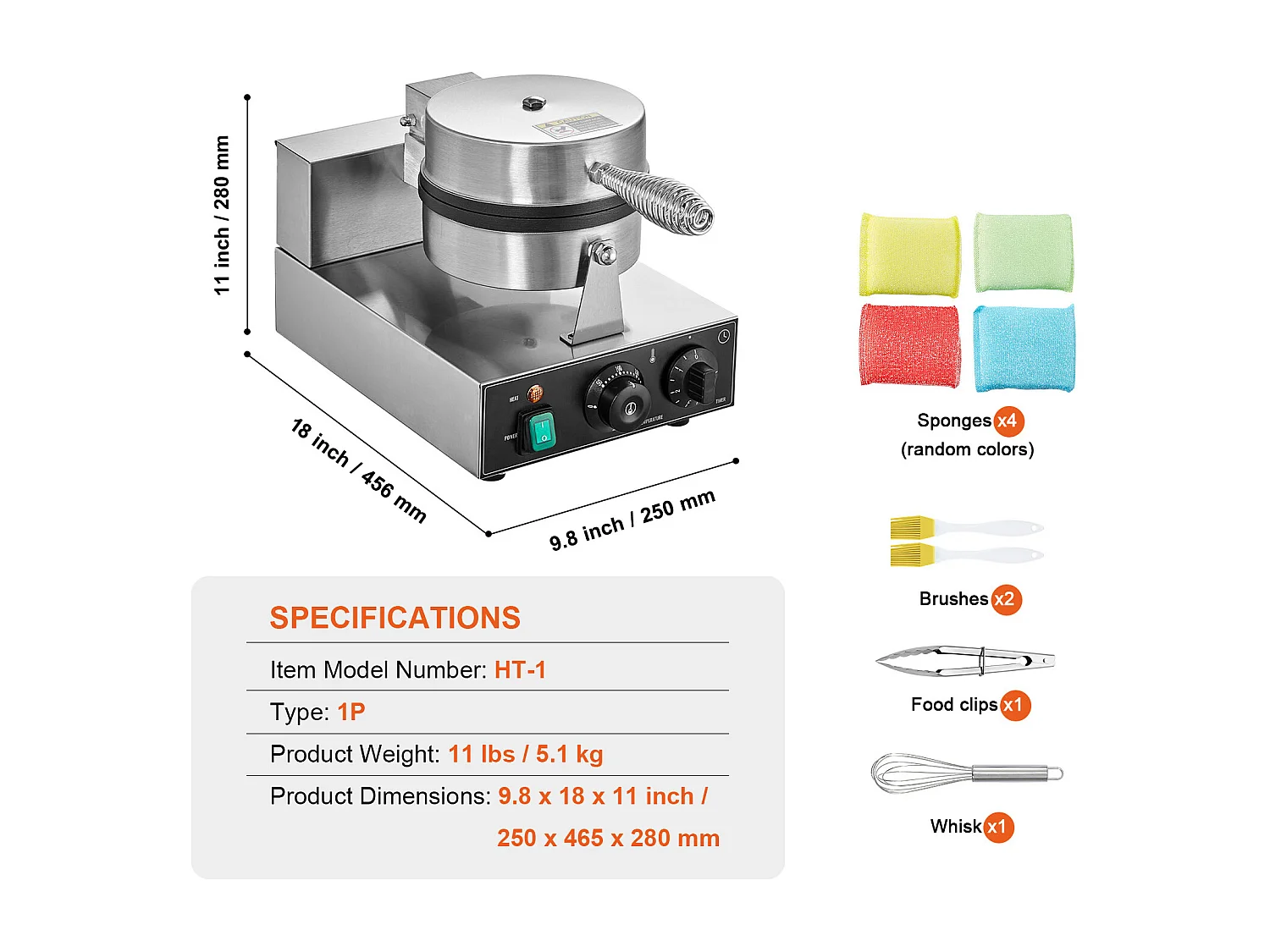 Gaufrier SucceBuy Gaufrier Commercial Rond Antiadhésif 1230 W