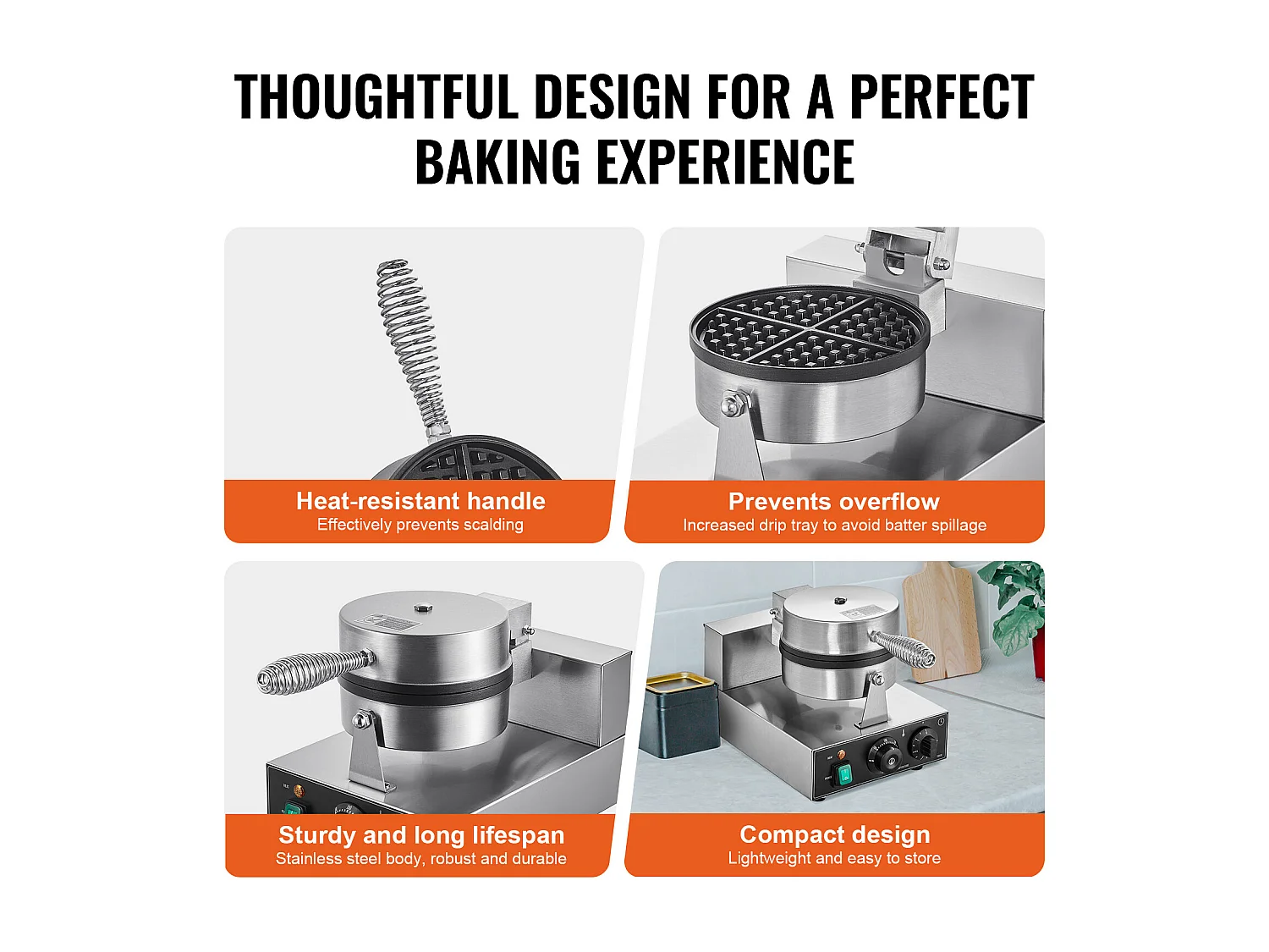 Gaufrier SucceBuy Gaufrier Commercial Rond Antiadhésif 1230 W