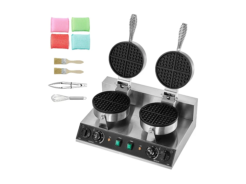 Wafelijzer SucceBuy Commerciële Dubbele Kop Ronde Wafelmaker 2460W Anti-aanbak