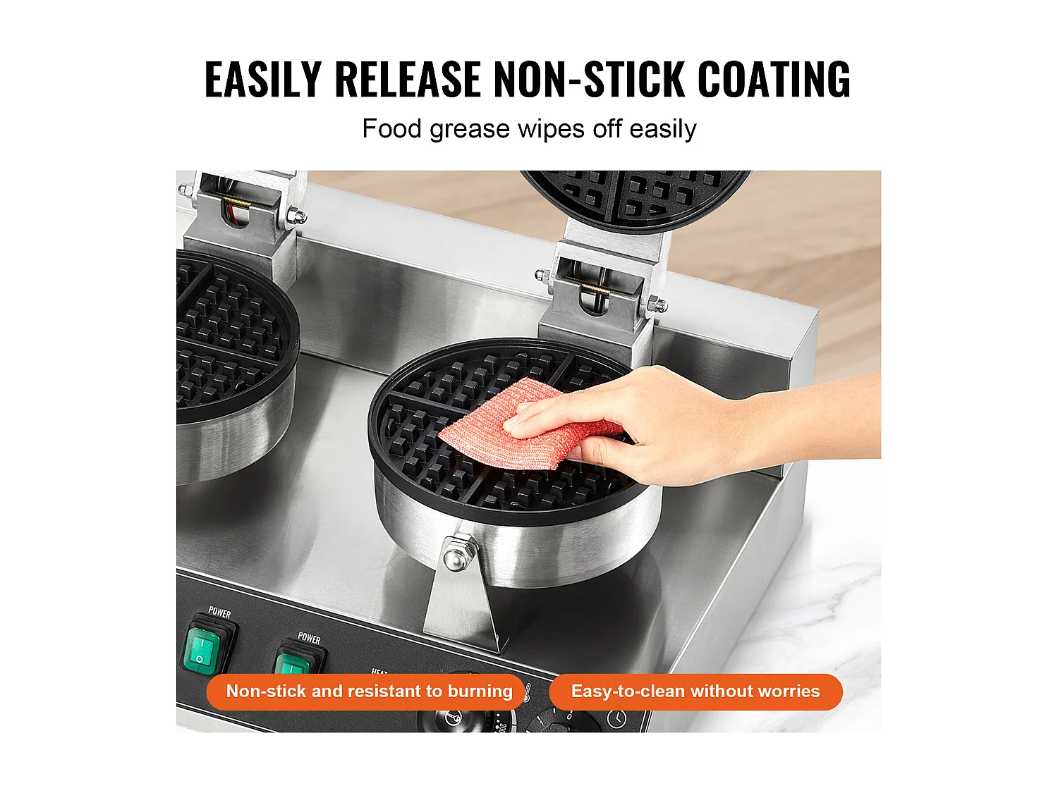 Gaufrier SucceBuy Gaufrier Commercial à Double Tête Ronde 2460 W Antiadhésif