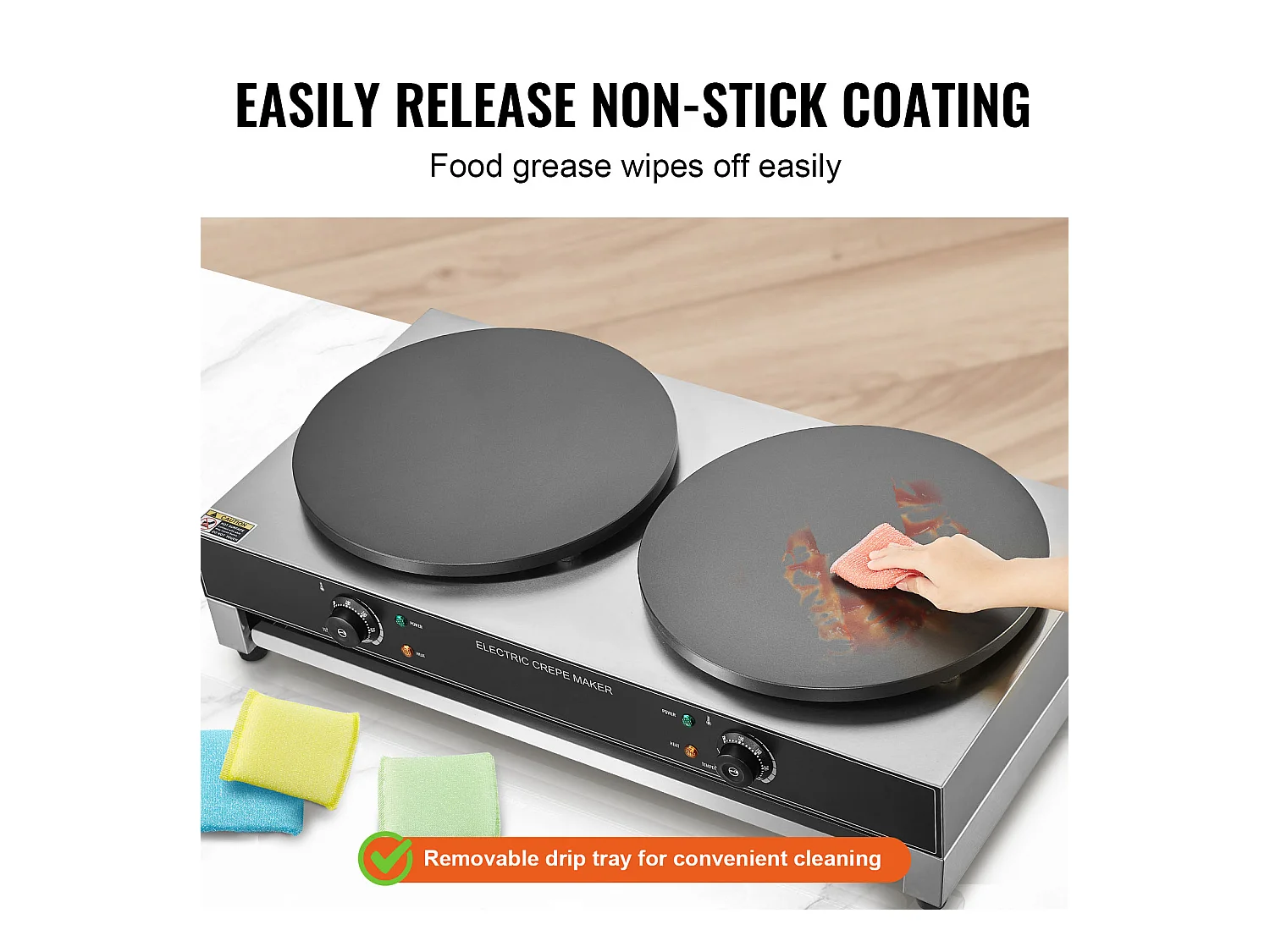 Gaufrier SucceBuy Crêpière Électrique 40.6cm 3400 W à Double Tête Commerciale