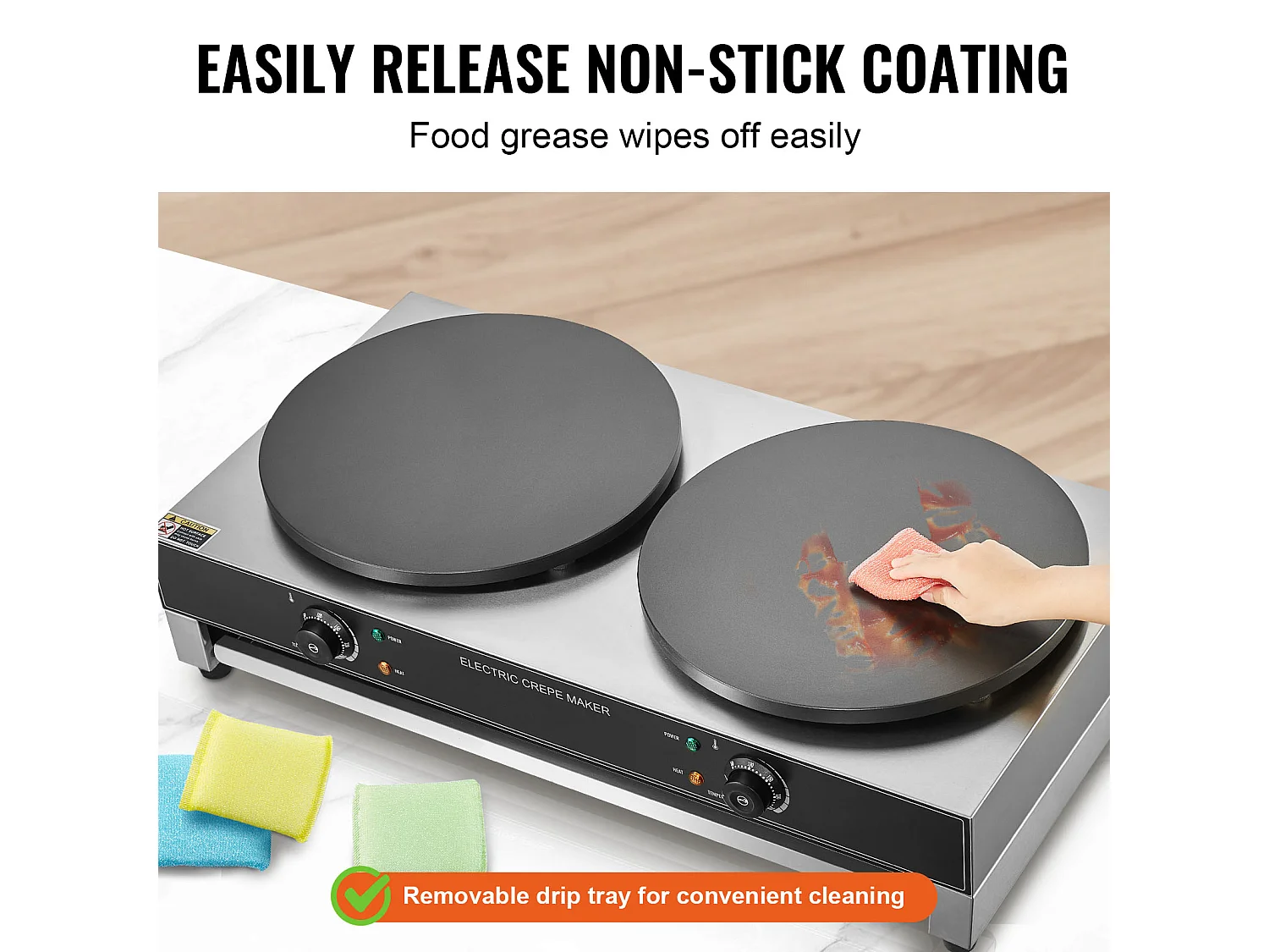 Gaufrier SucceBuy Crêpière Électrique 40.6cm 3400 W à Double Tête Commerciale