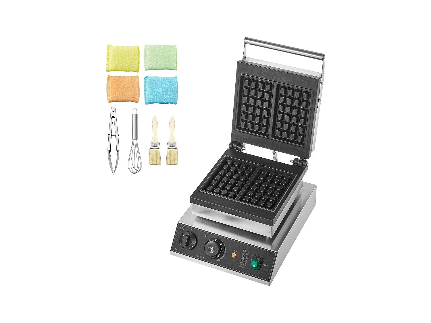 Gaufrier SucceBuy Machine à Gaufres Commerciale 2PCS 2000W Machine de Cuisson Rectangulaire