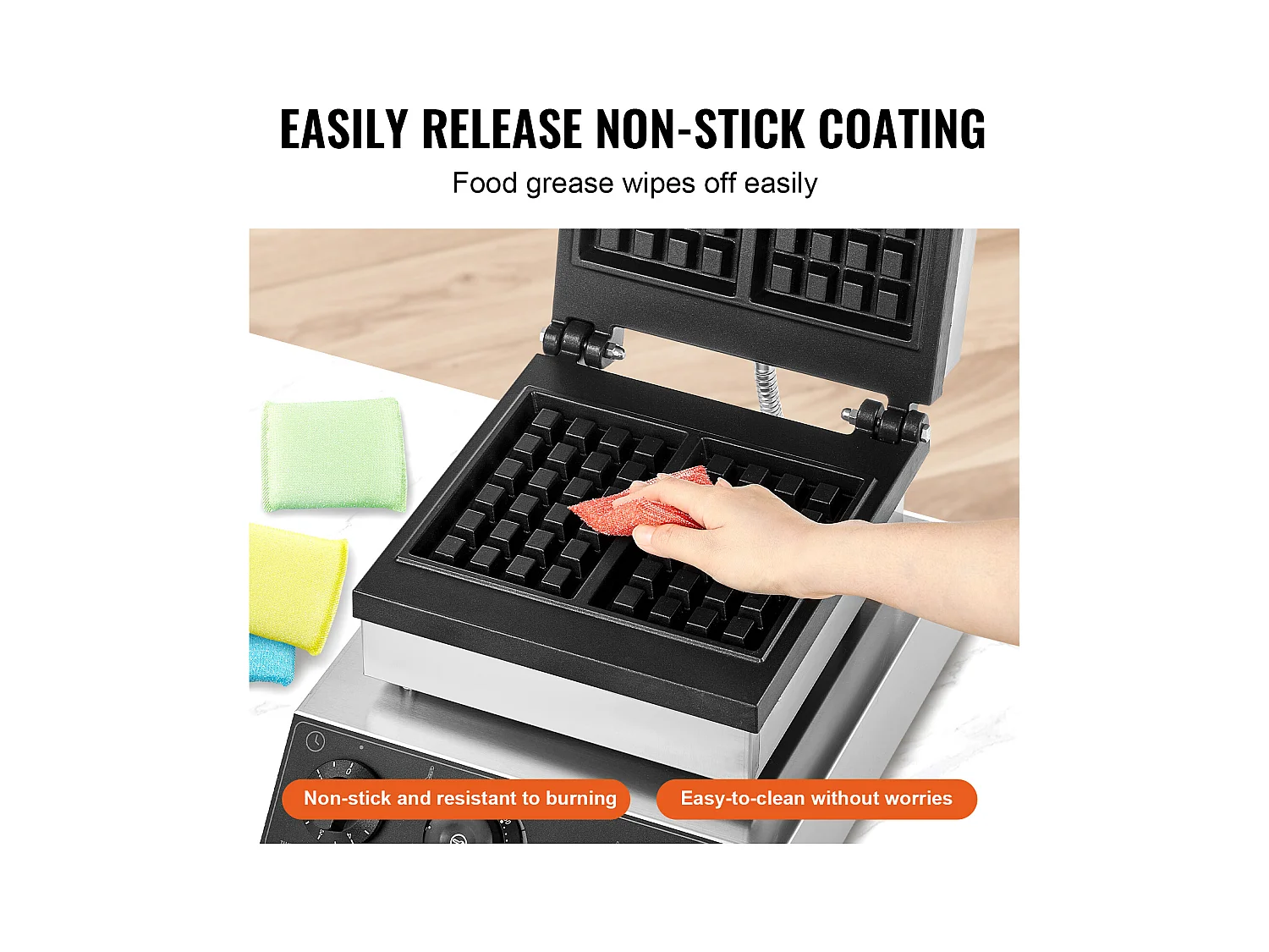 Gaufrier SucceBuy Machine à Gaufres Commerciale 2PCS 2000W Machine de Cuisson Rectangulaire