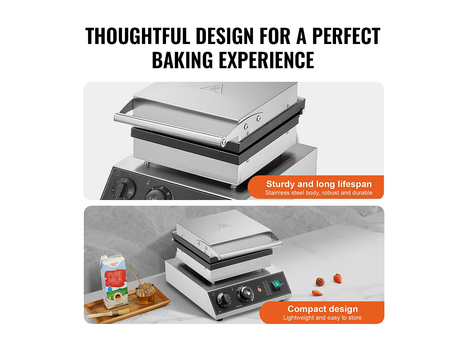 Wafelijzer SucceBuy Wafelijzer Commerciële Wafelmachine 2 STUKS 2000W Rechthoekige Bakmachine