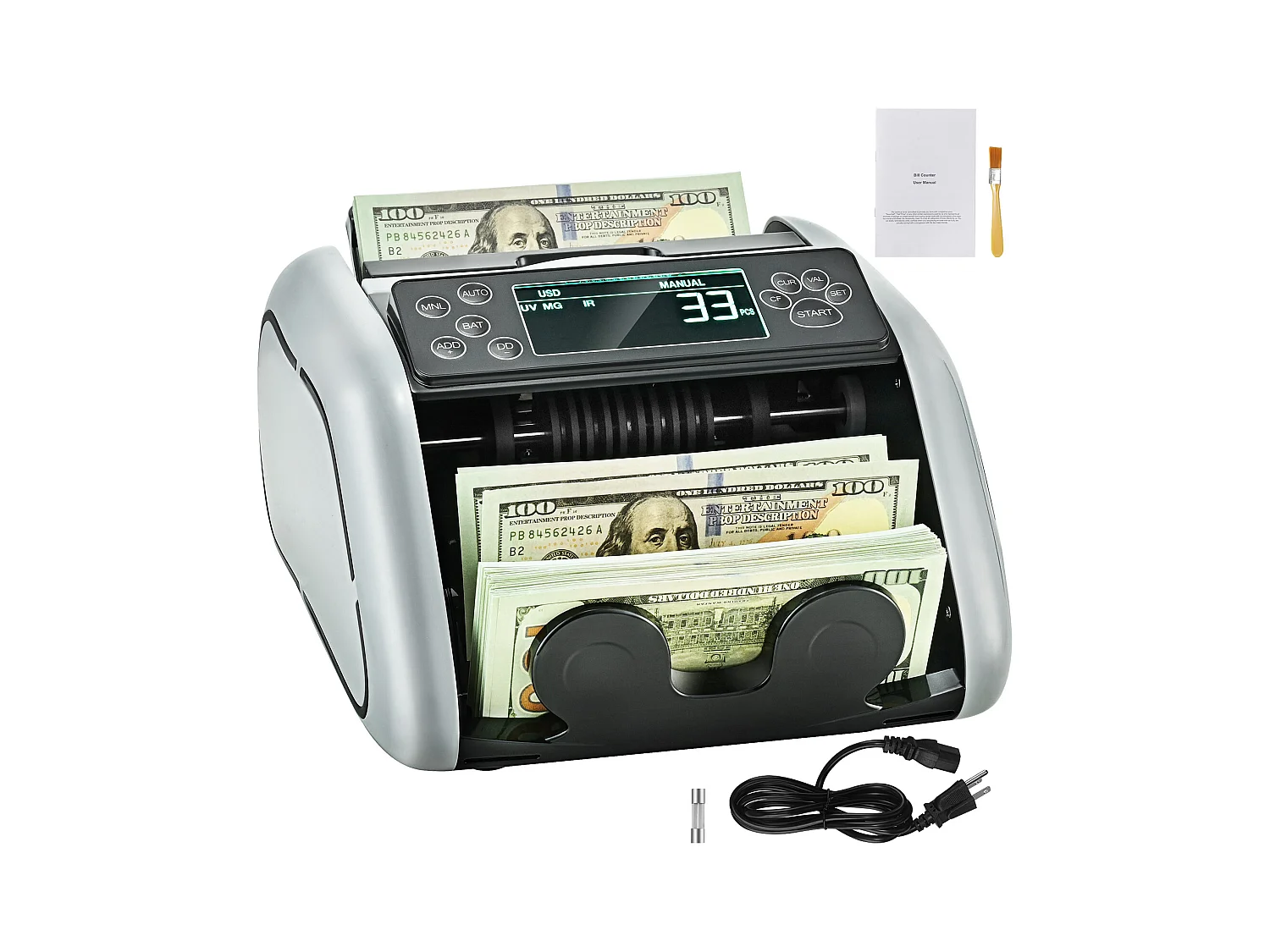 Banknotenzähler SucceBuy , Banknotenzähler mit UV-, MG-, IR- und DD-Erkennung, Zählung von USD- und EUR-Banknoten