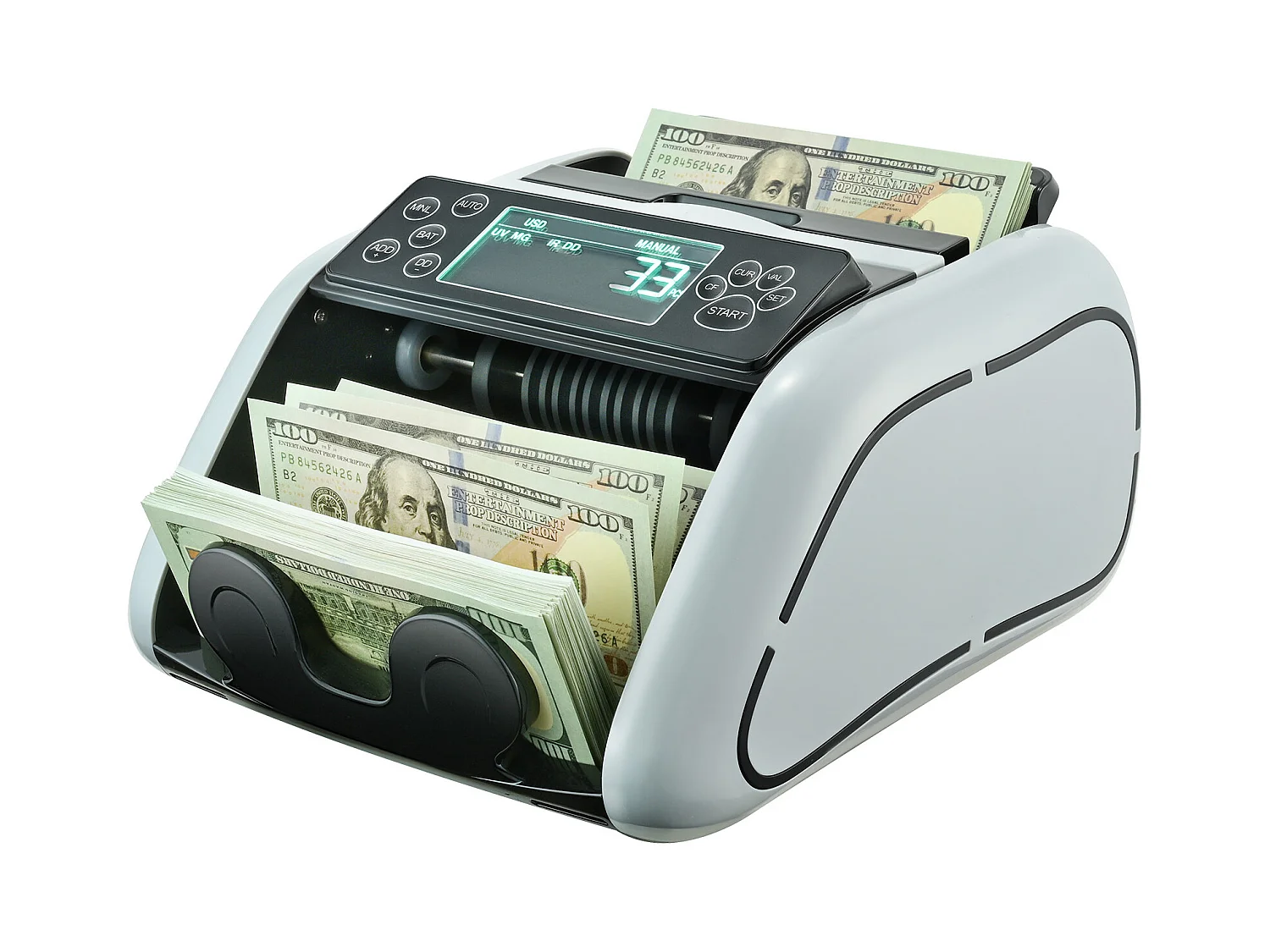 Banknotenzähler SucceBuy , Banknotenzähler mit UV-, MG-, IR- und DD-Erkennung, Zählung von USD- und EUR-Banknoten