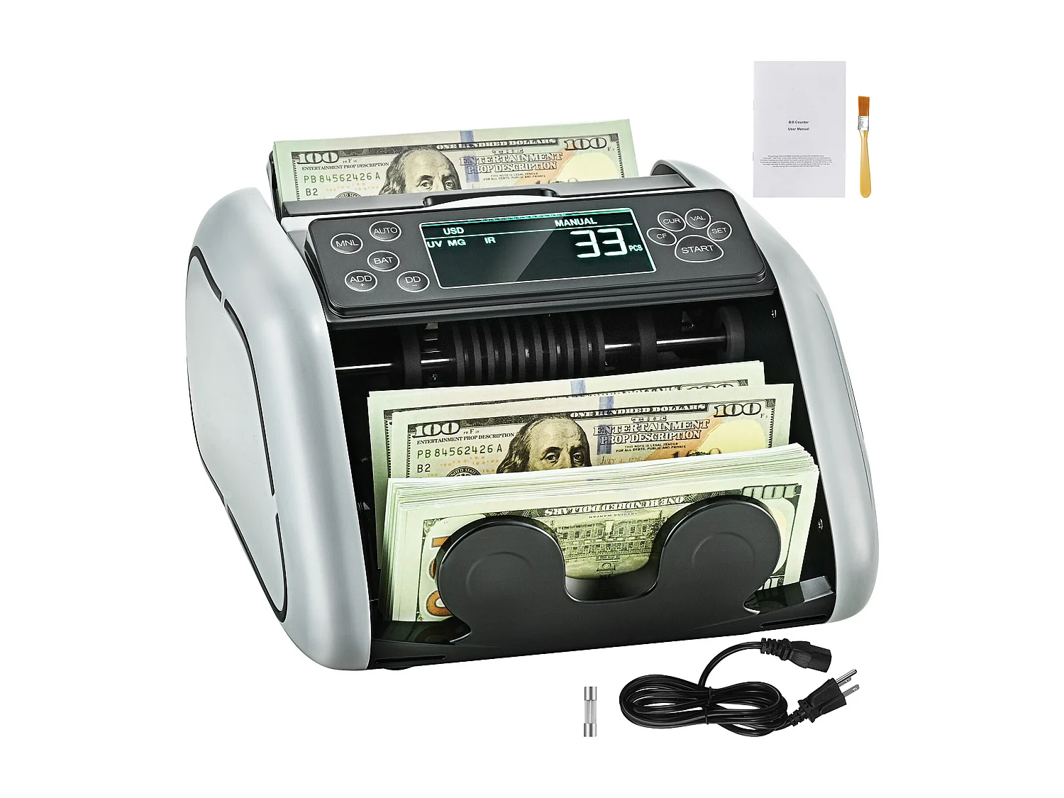 Compteuse de Billets SucceBuy, Compteur de Billets avec Détection UV, MG, IR et DD, Comptage d'Espèces USD et EUR, pour Petites Entreprises