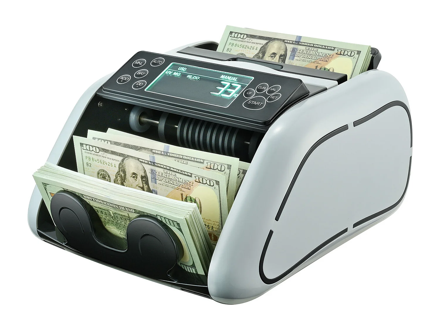 Compteuse de Billets SucceBuy, Compteur de Billets avec Détection UV, MG, IR et DD, Comptage d'Espèces USD et EUR, pour Petites Entreprises