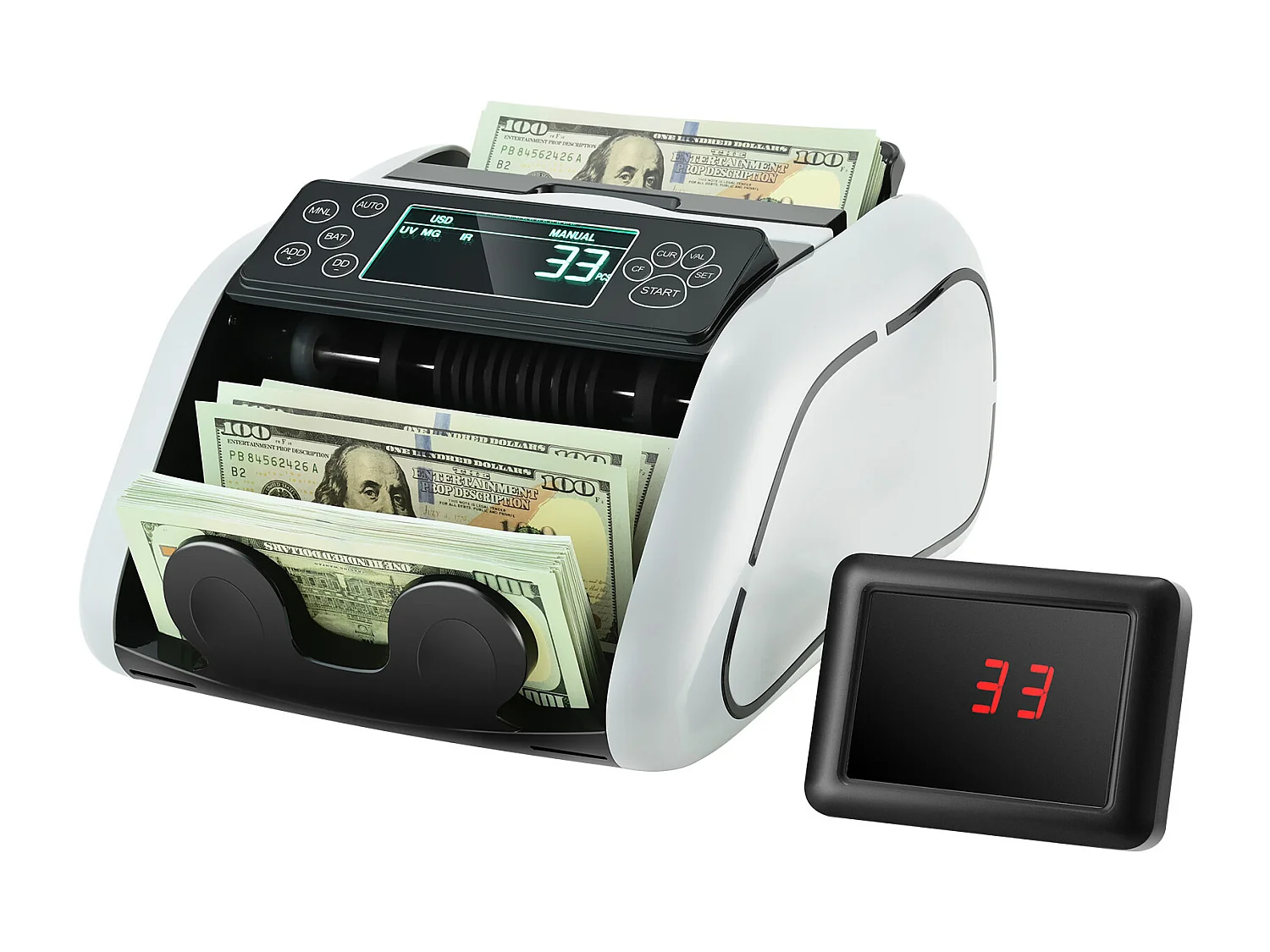 Compteuse de Billets SucceBuy, Compteur de Billets avec Détection UV, MG, IR et DD, Comptage d'Espèces USD et EUR, pour Petites Entreprises