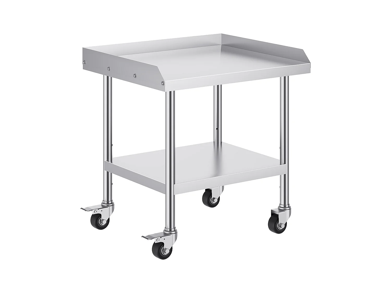 Table de Travail en Acier Inoxydable SucceBuy, 610 x 711 x 751.6 mm, avec 4 Roulettes, Table de Préparation Alimentaire Commerciale