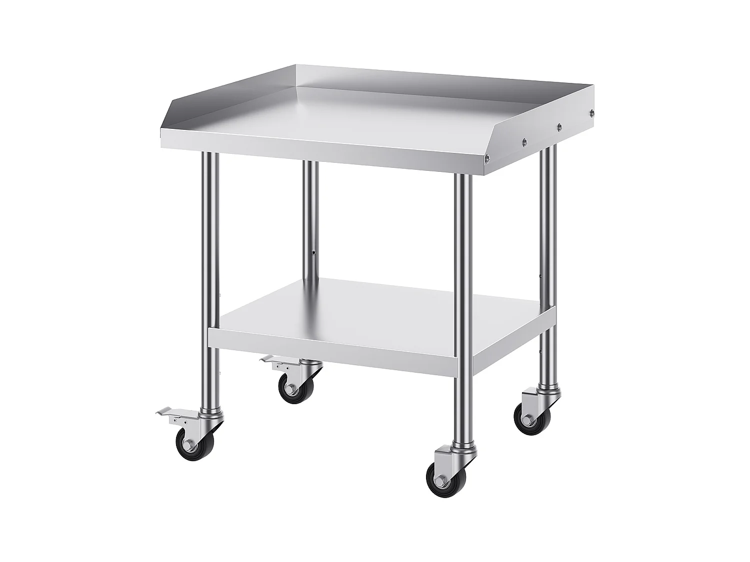 Table de Travail en Acier Inoxydable SucceBuy, 610 x 711 x 751.6 mm, avec 4 Roulettes, Table de Préparation Alimentaire Commerciale