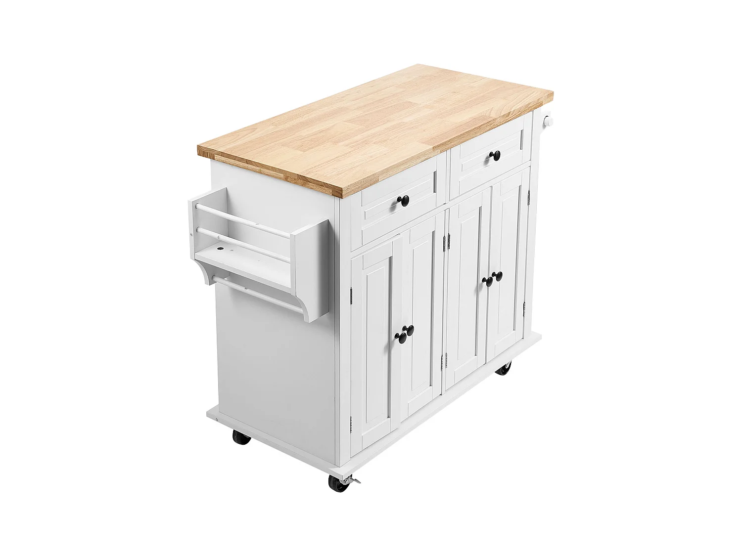 Mesa de Cozinha com Rodas SucceBuy, 90cm, Armário Rodante de Estocagem com Gaveta e Suporte, Branco