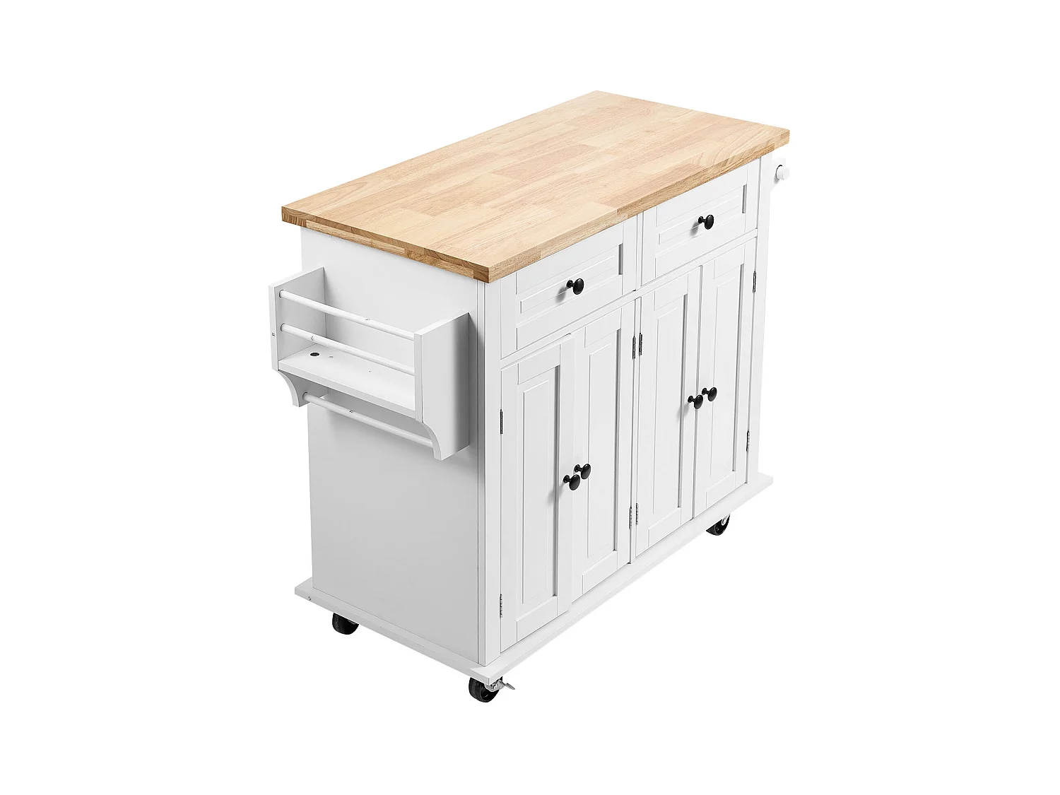 Mesa de Cozinha com Rodas SucceBuy, 90cm, Armário Rodante de Estocagem com Gaveta e Suporte, Branco