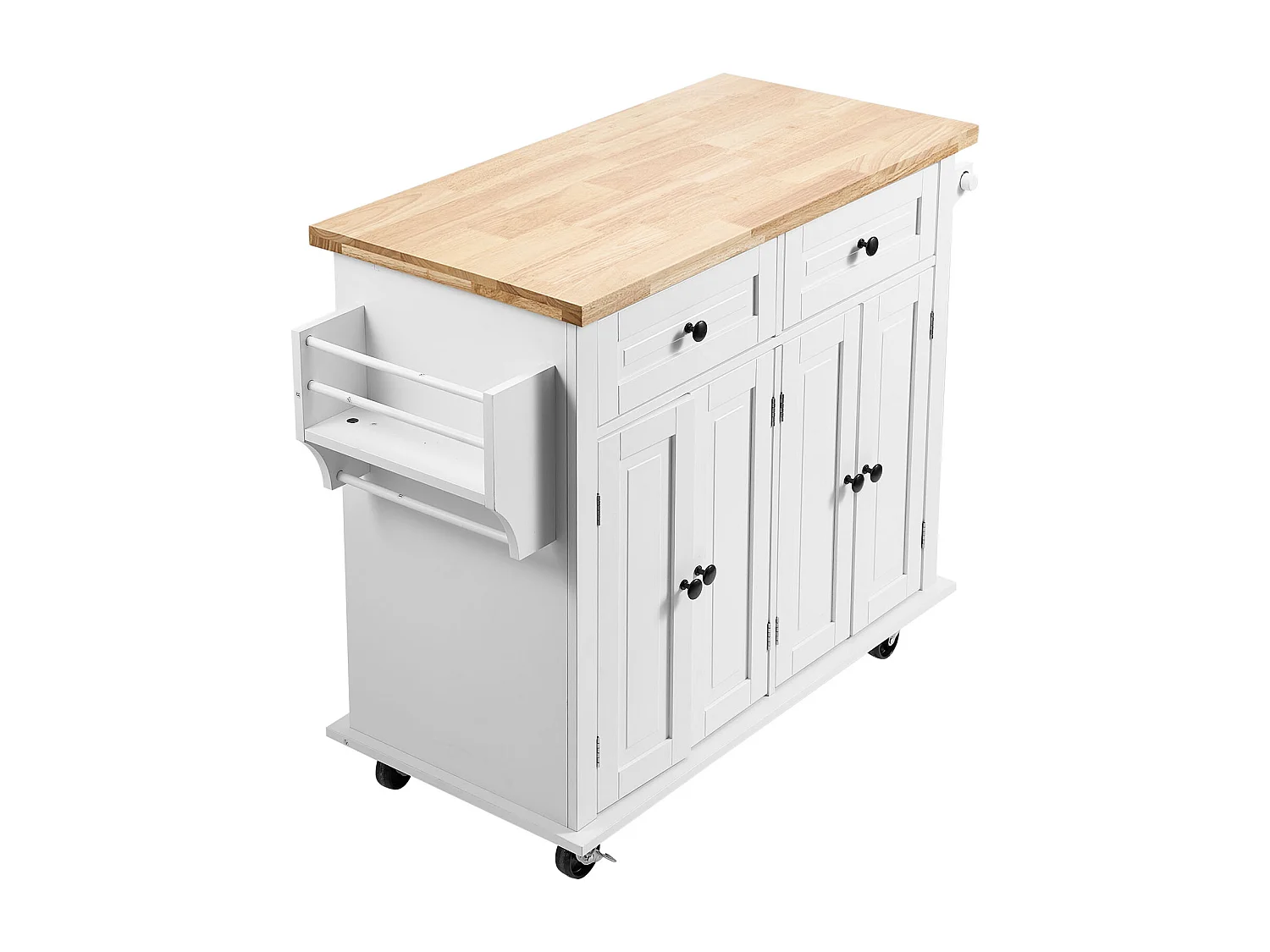 Küchenarbeitsplatz mit Rädern SucceBuy, 90cm, Rollschrank mit Schublade und Ständer, Weiß