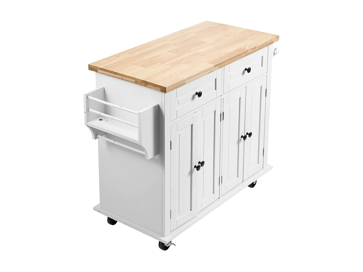 Küchenarbeitsplatz mit Rädern SucceBuy, 90cm, Rollschrank mit Schublade und Ständer, Weiß