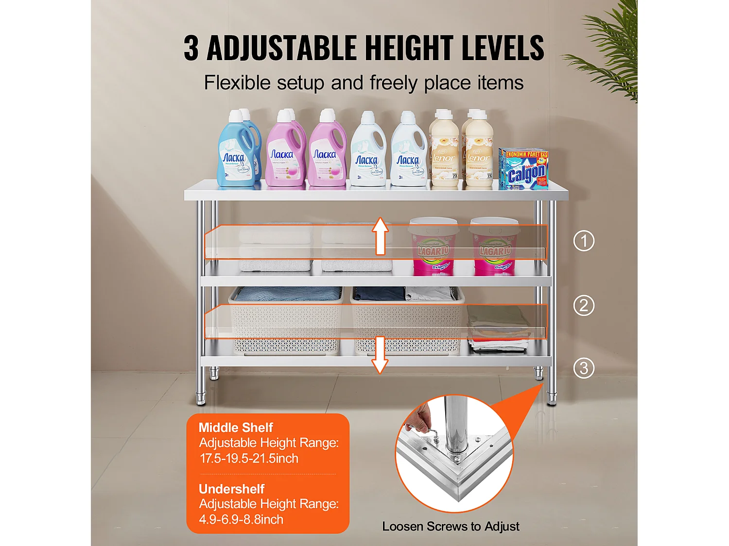 Roestvrijstalen Werktafel SucceBuy, 356 x 1524 x 864 mm, Commerciële Voorbereidingstafel voor Grootkeukens