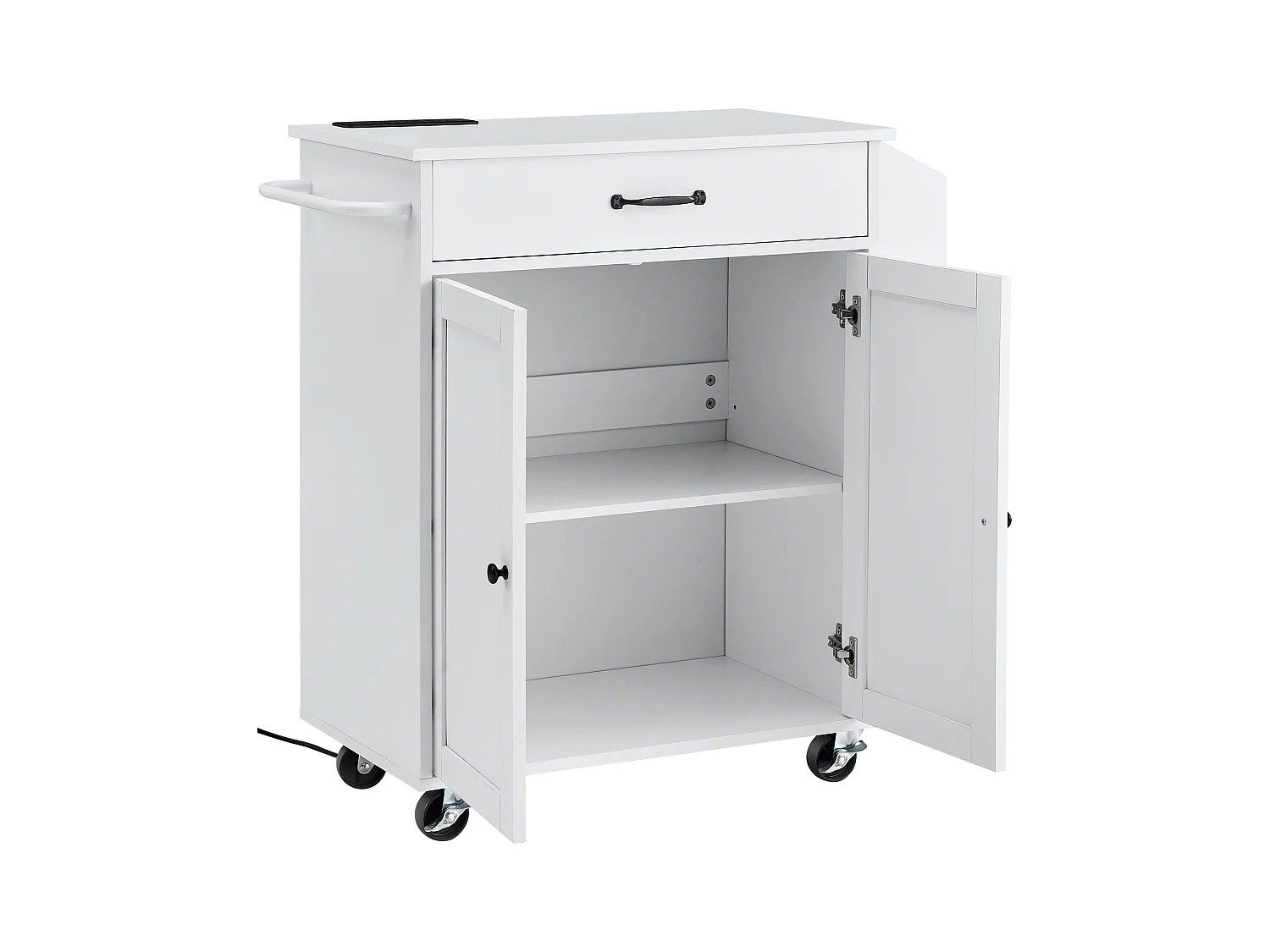 Mobile per Cucina con Ruote SucceBuy, Armadio Roulant con Stazione di Caricamento, Bianco