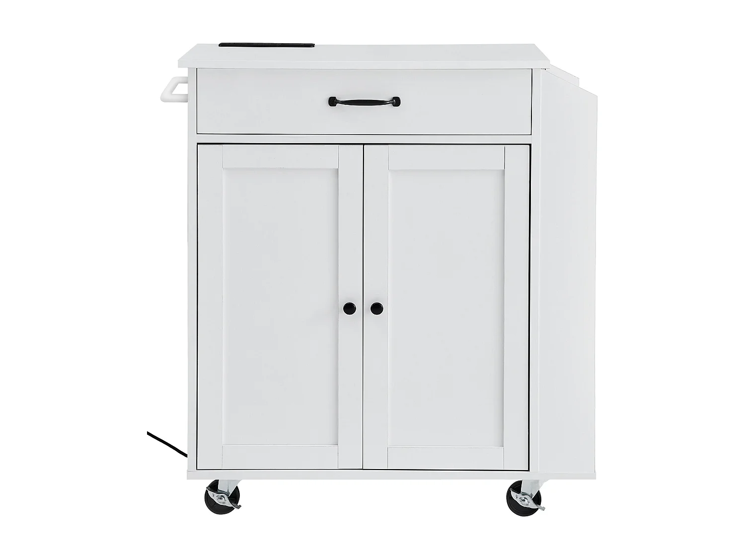 Desserte de Cuisine à Roulettes SucceBuy, Armoire de Rangement Roulante avec Station de Charge, Blanc