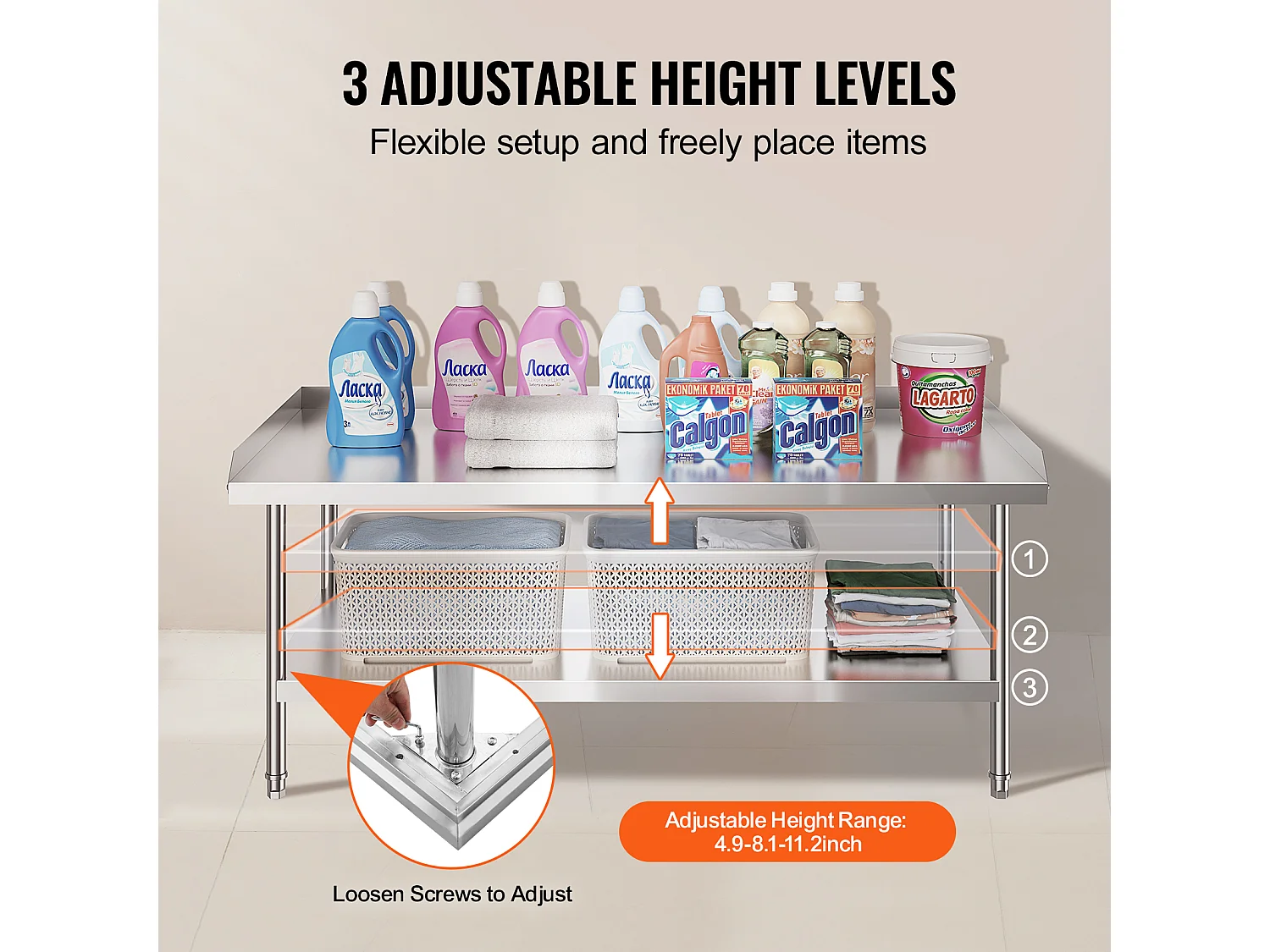 Table de Travail Cuisine SucceBuy 76x152 cm pour Préparation Commerciale des Aliments pour Restaurant