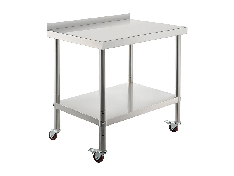 Mesa de Trabajo de Cocina SucceBuy 91 x 61 cm, Mesa de Trabajo de Cocina en Acero Inoxidable con 4 Ruedas