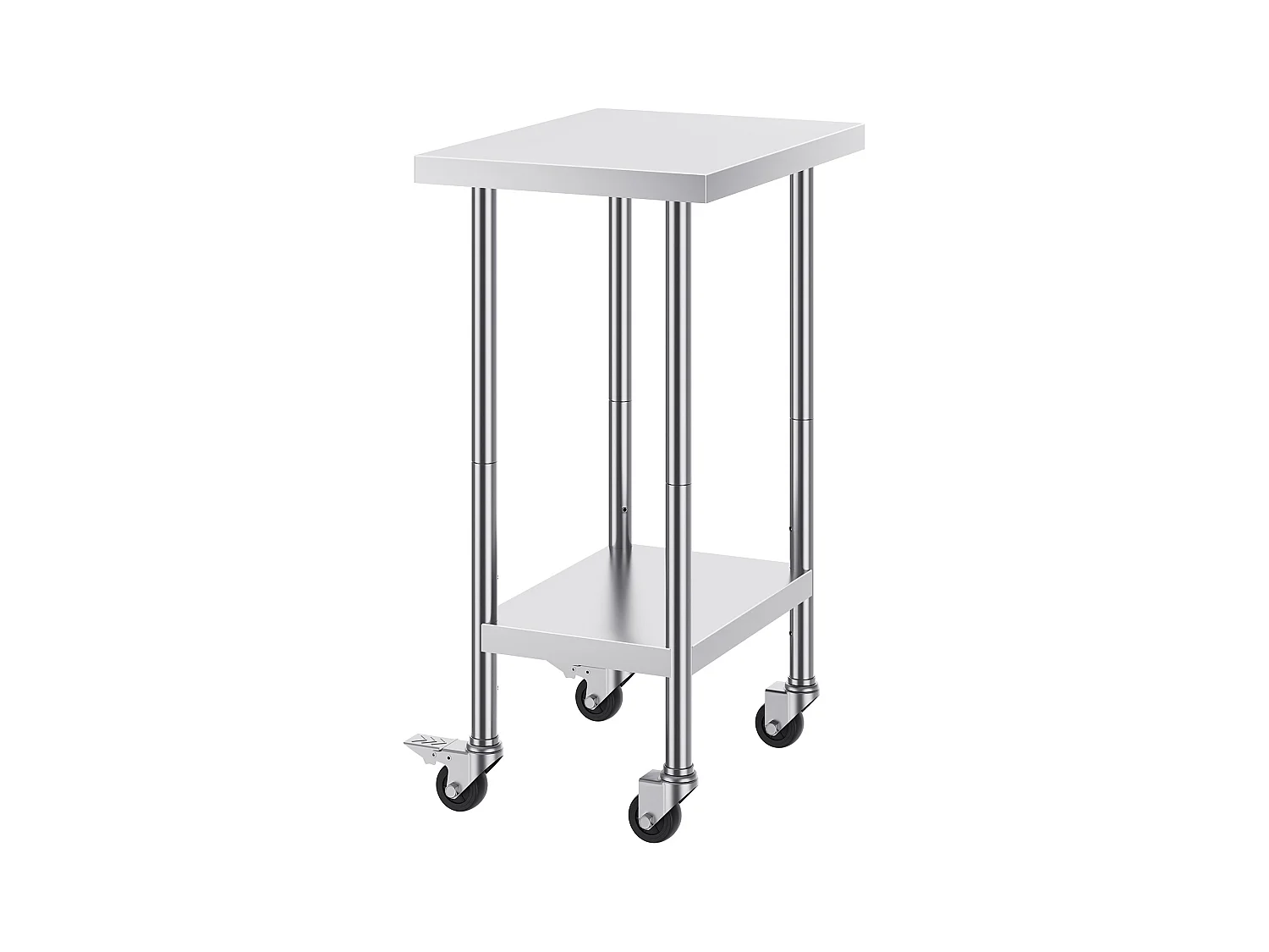 Tavolo da Lavoro in Acciaio Inox SucceBuy, 610 x 457 x 954,6 mm, Tavolo Commerciale di Preparazione con 4 Ruote