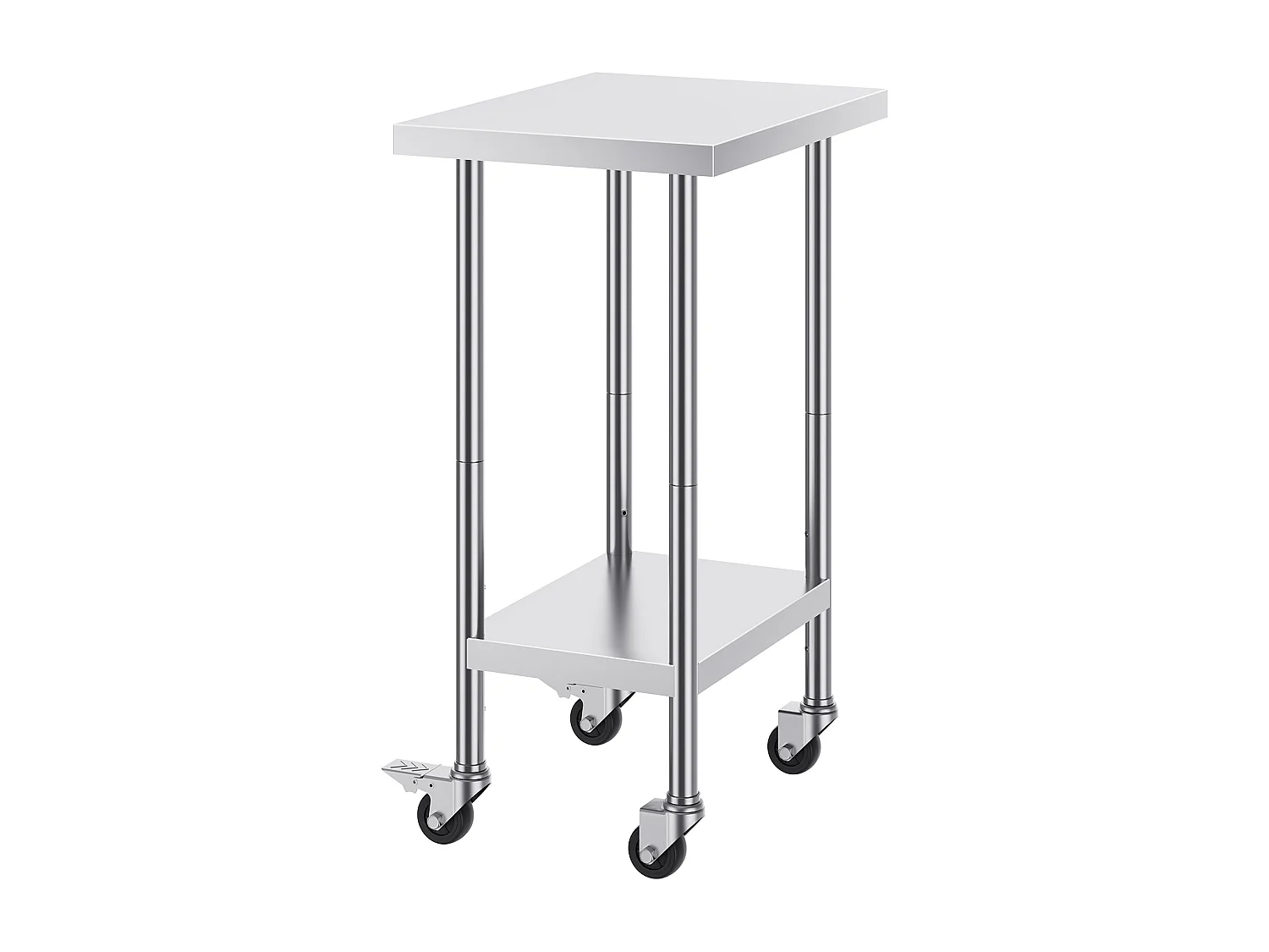 Table de Travail en Acier Inoxydable SucceBuy, 610 x 457 x 954,6 mm, Table de Préparation Commerciale avec 4 Roulettes