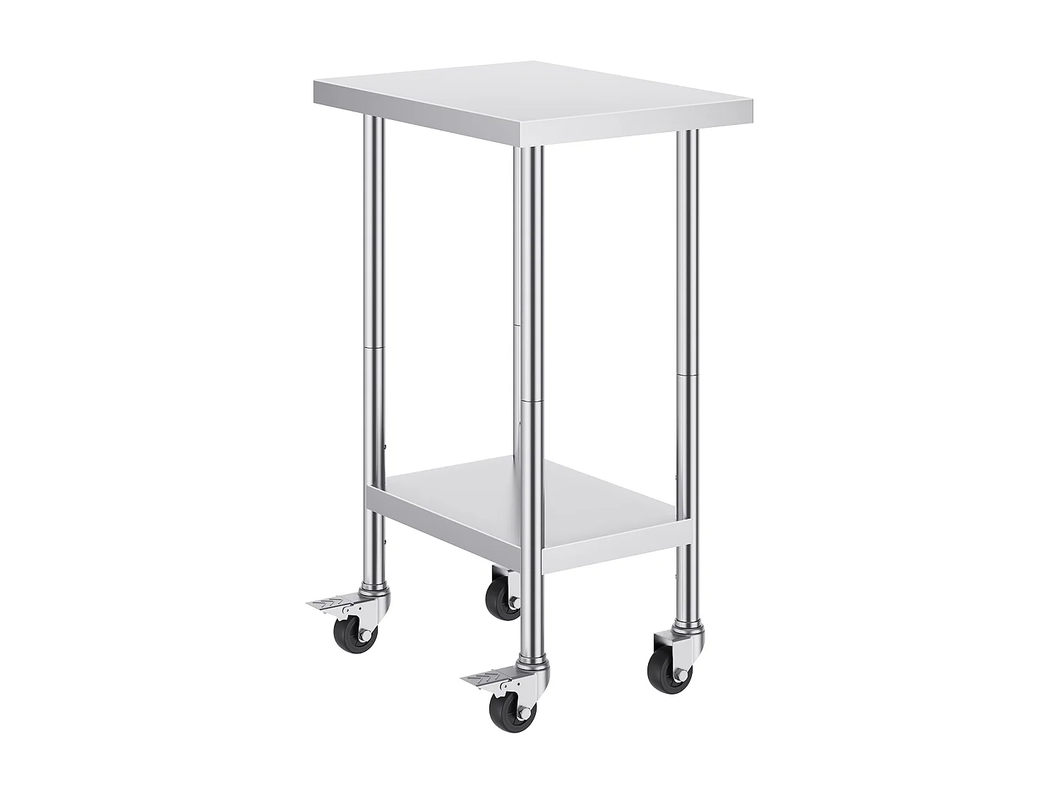 Table de Travail en Acier Inoxydable SucceBuy, 610 x 457 x 954,6 mm, Table de Préparation Commerciale avec 4 Roulettes