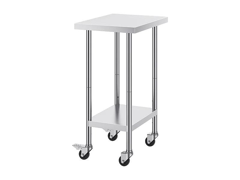 Table de Travail en Acier Inoxydable SucceBuy, 610 x 457 x 954,6 mm, Table de Préparation Commerciale avec 4 Roulettes