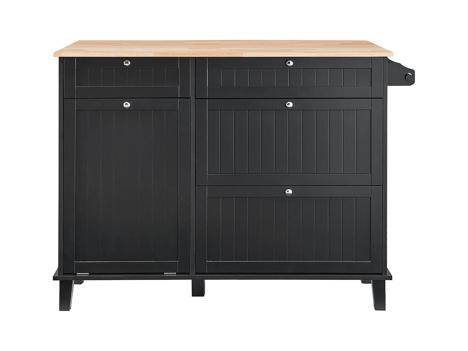 Desserte de Cuisine SucceBuy, Meuble de Rangement avec Tiroir et Poubelle, en Bois Massif et MDF