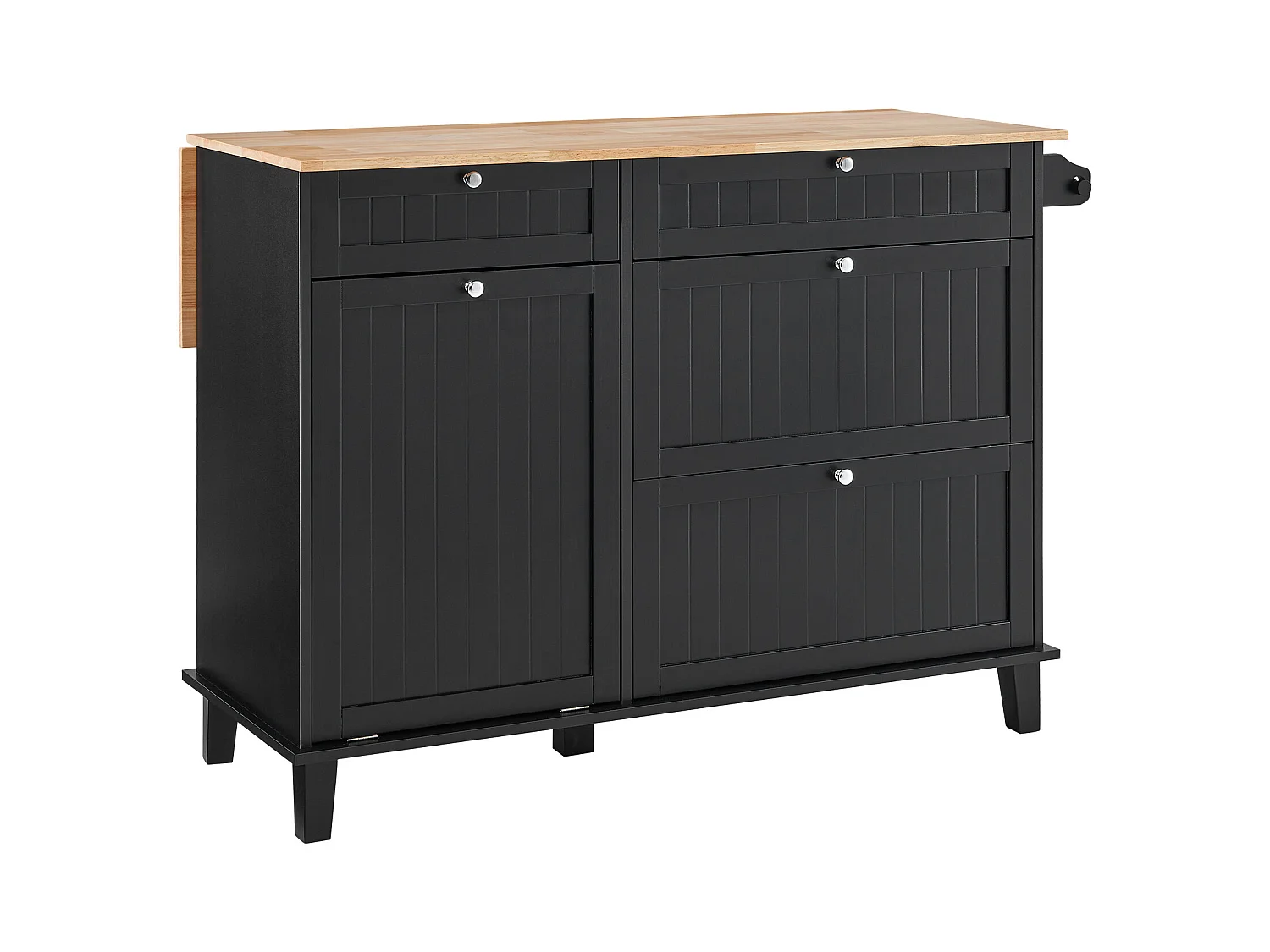 Desserte de Cuisine SucceBuy, Meuble de Rangement avec Tiroir et Poubelle, en Bois Massif et MDF